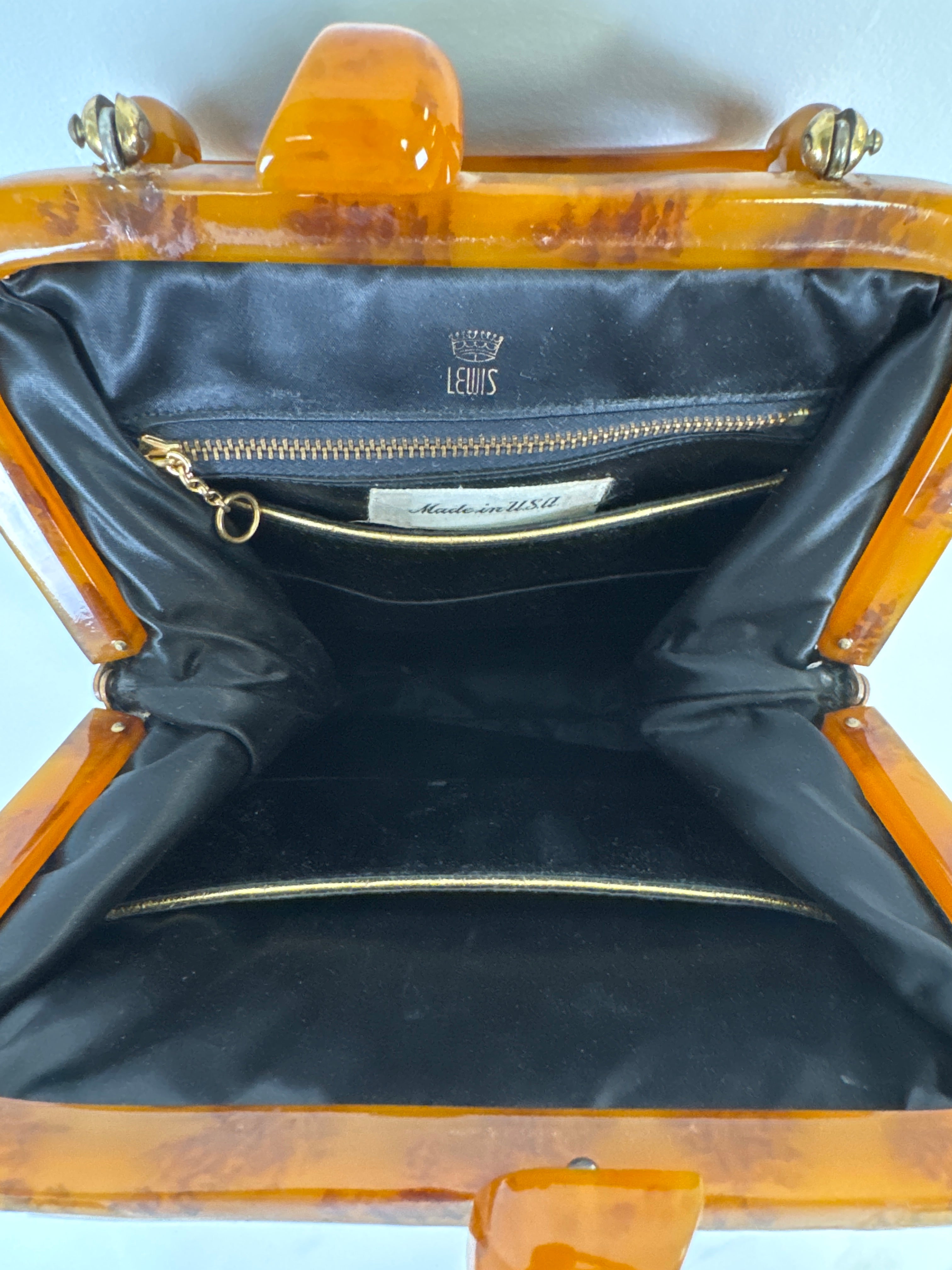 Vintage Lewis Black Evening Purse with Bakelite Handle