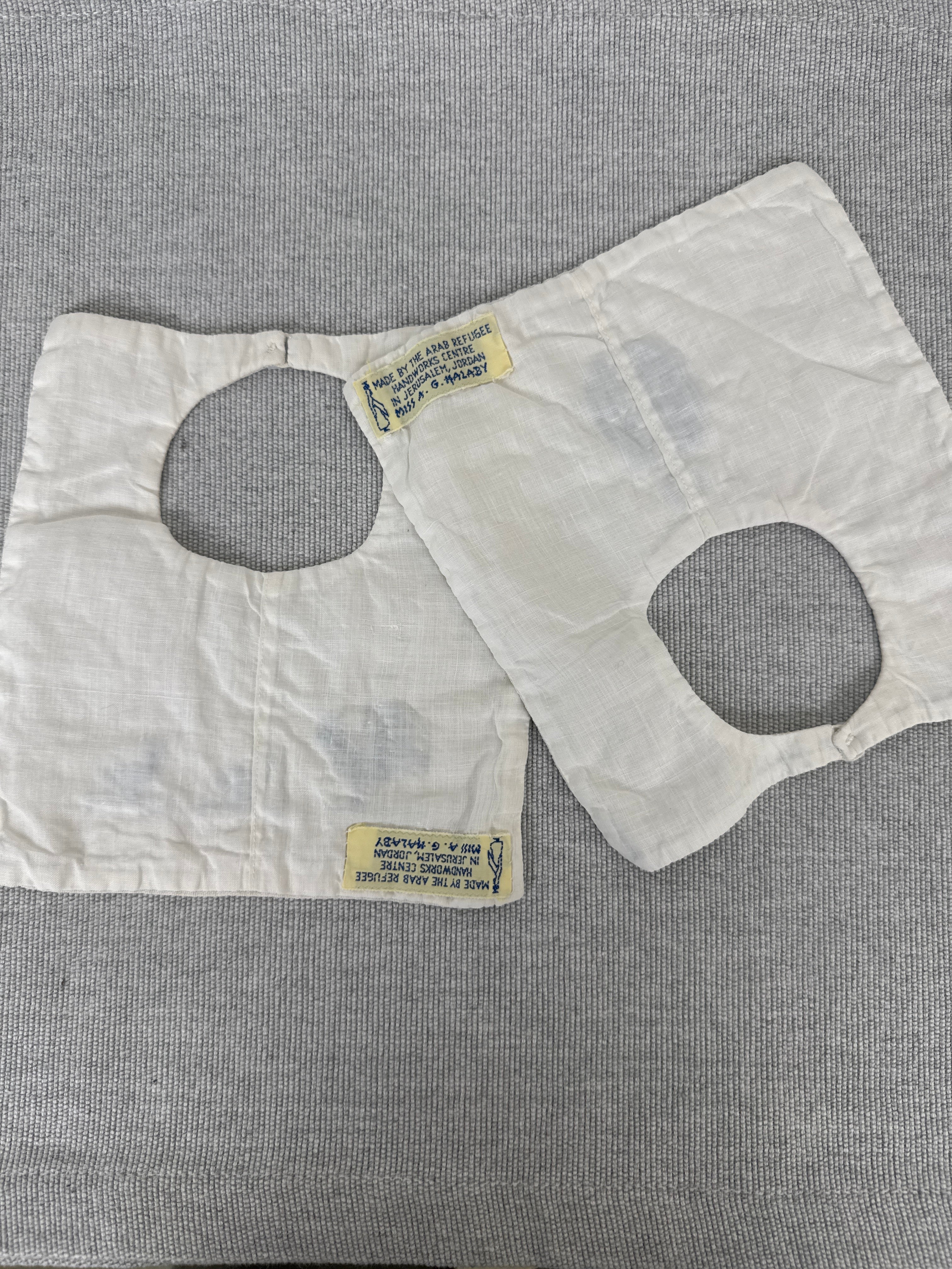 Vintage Pair of Hand-made Linen Baby Bibs