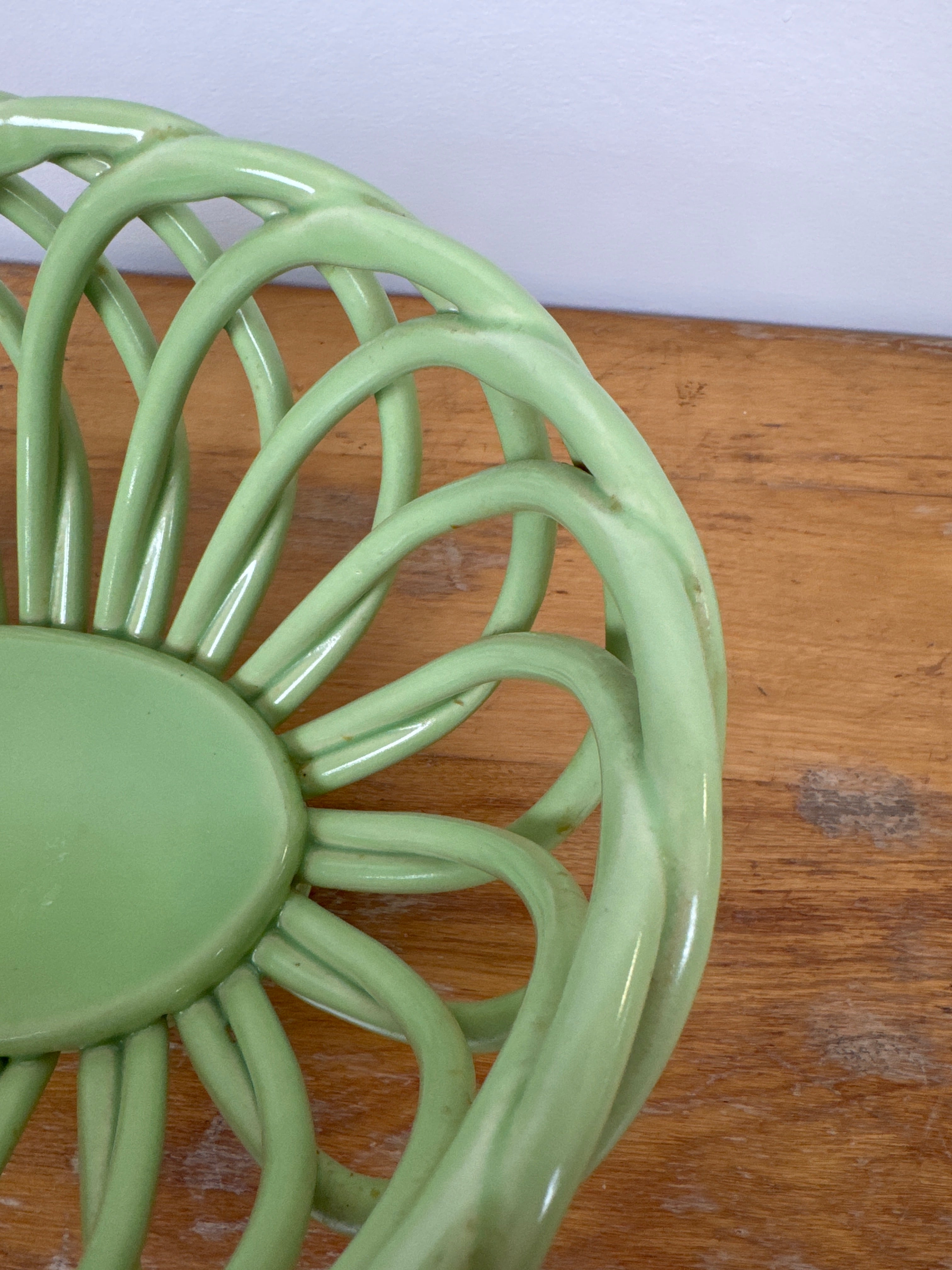 Apple Green Ceramic Basket Bowl