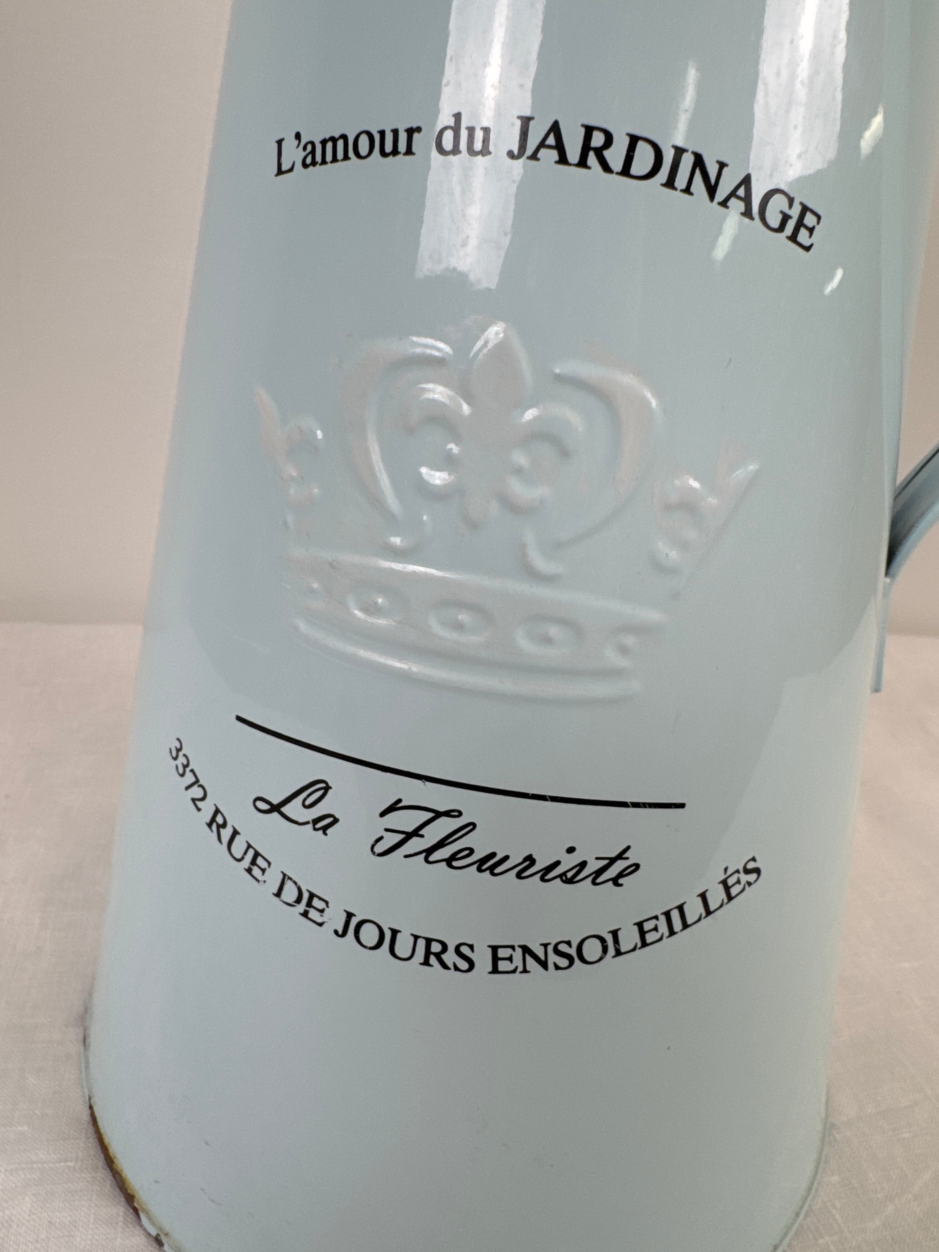 'La Fleuriste' Light Blue Metal Pitcher