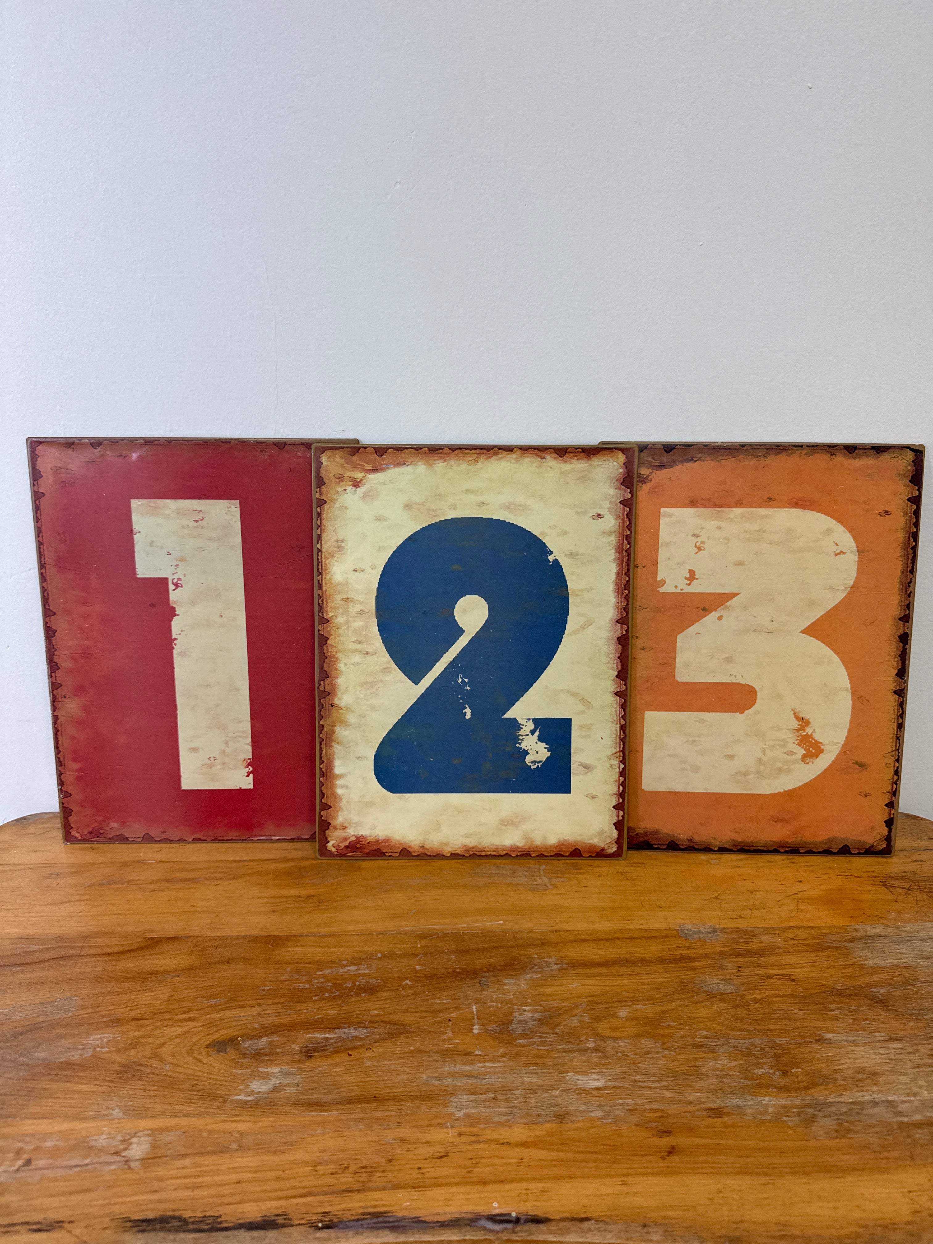 BOMBAY Metal Number Signs Set of 3