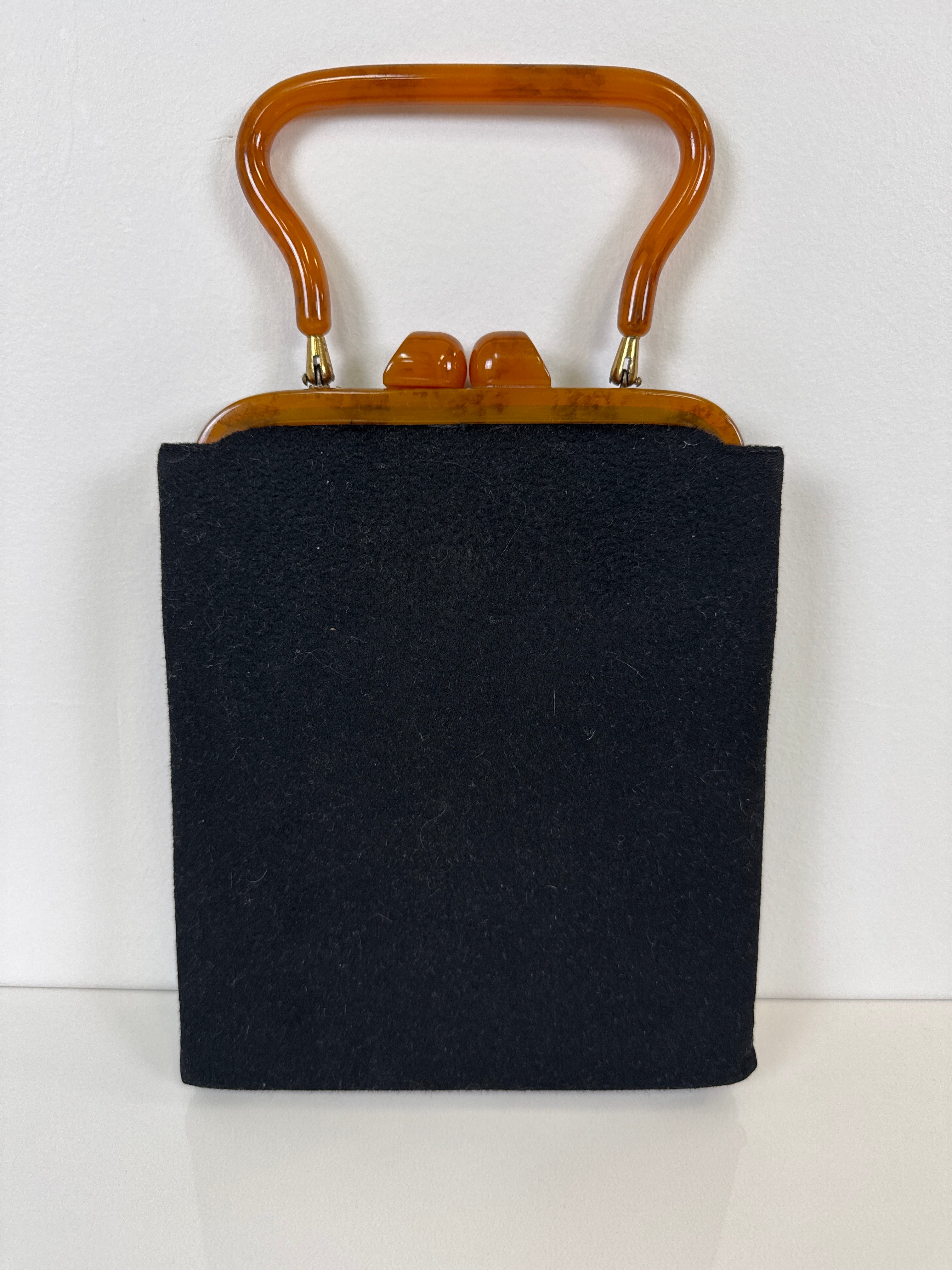 Vintage Lewis Black Evening Purse with Bakelite Handle