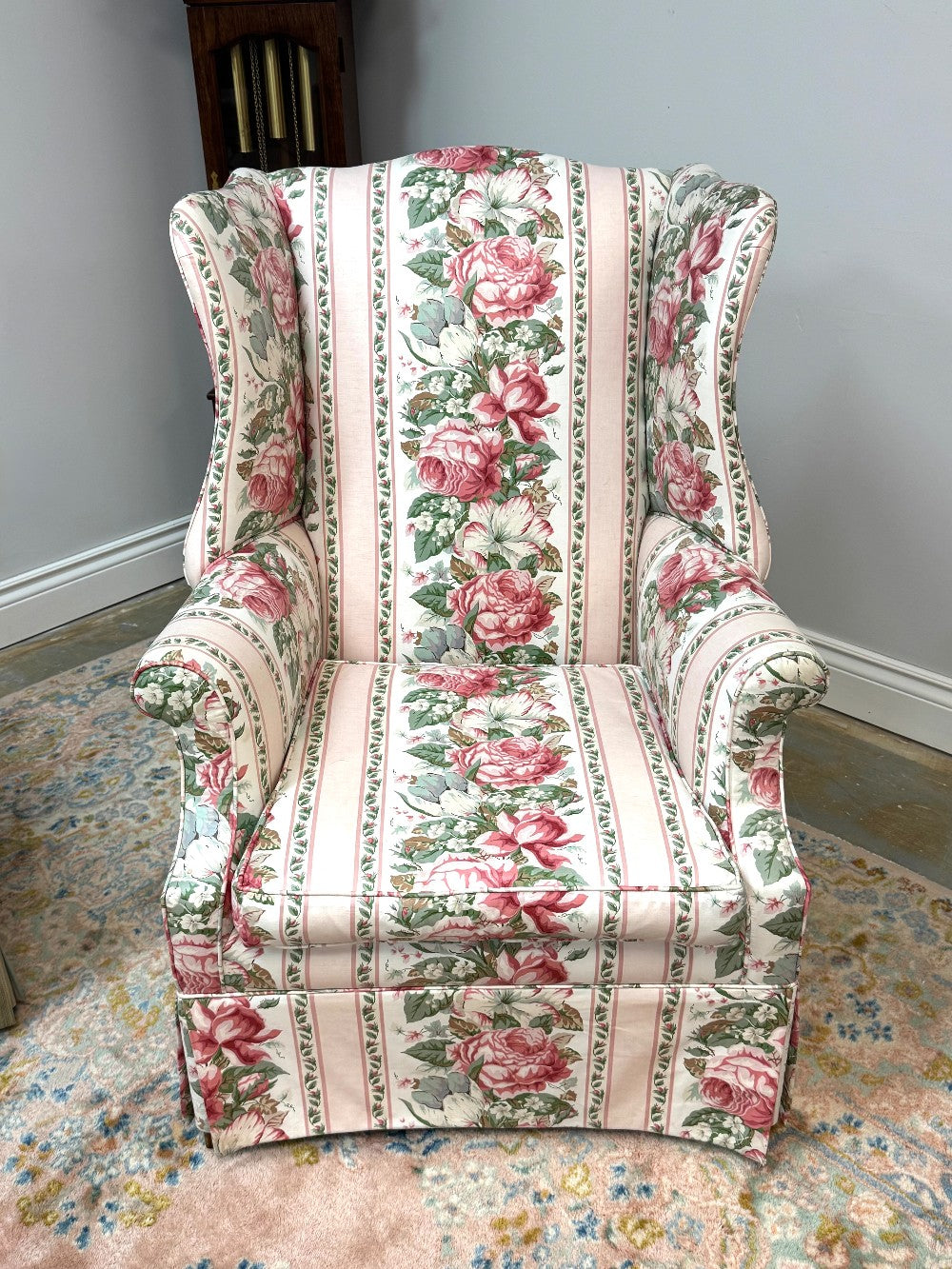 Pink Floral Wing Chair|590
