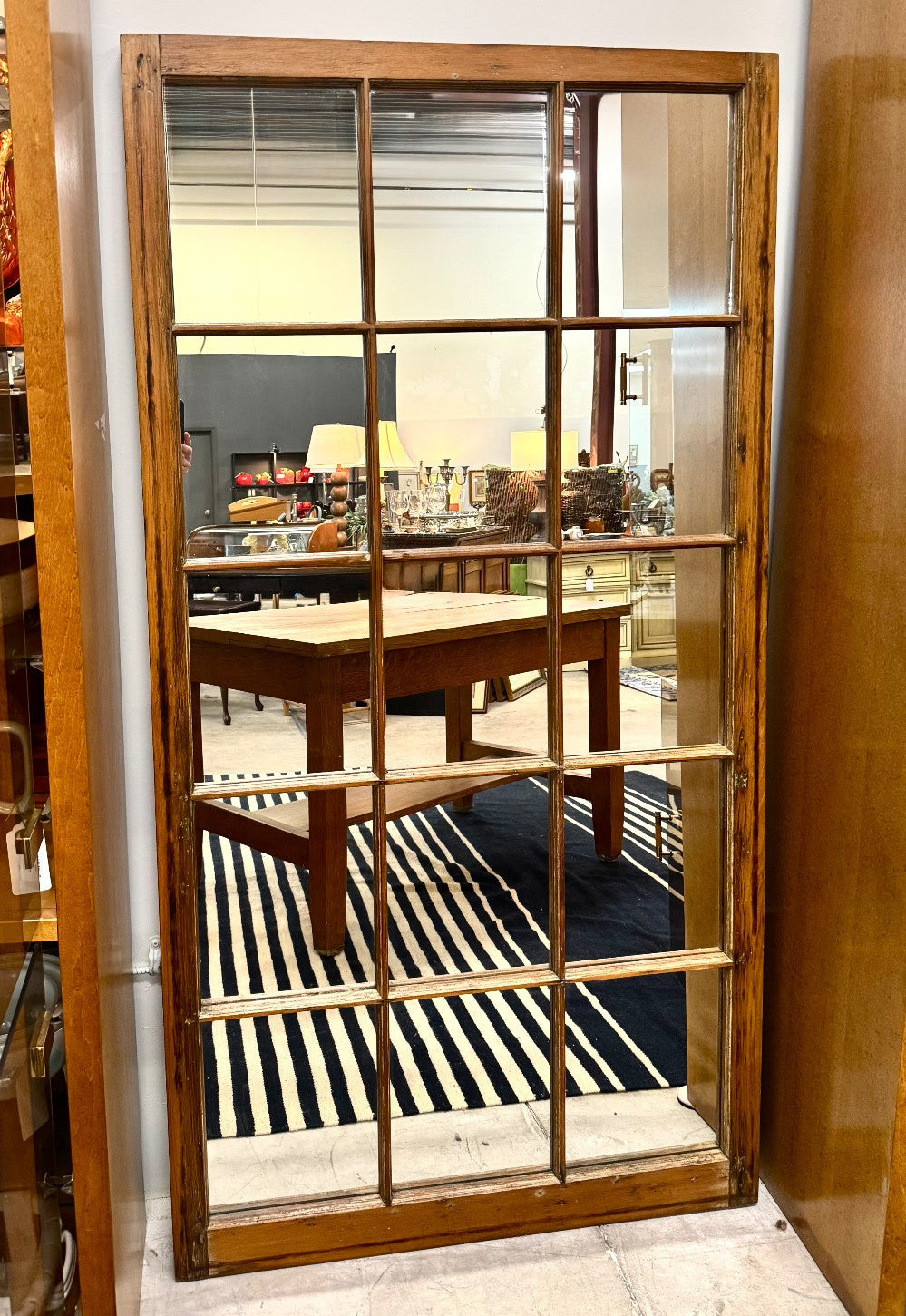 Vintage Pine Windowpane Mirror (34-3/4" x 66-1/2")|6323