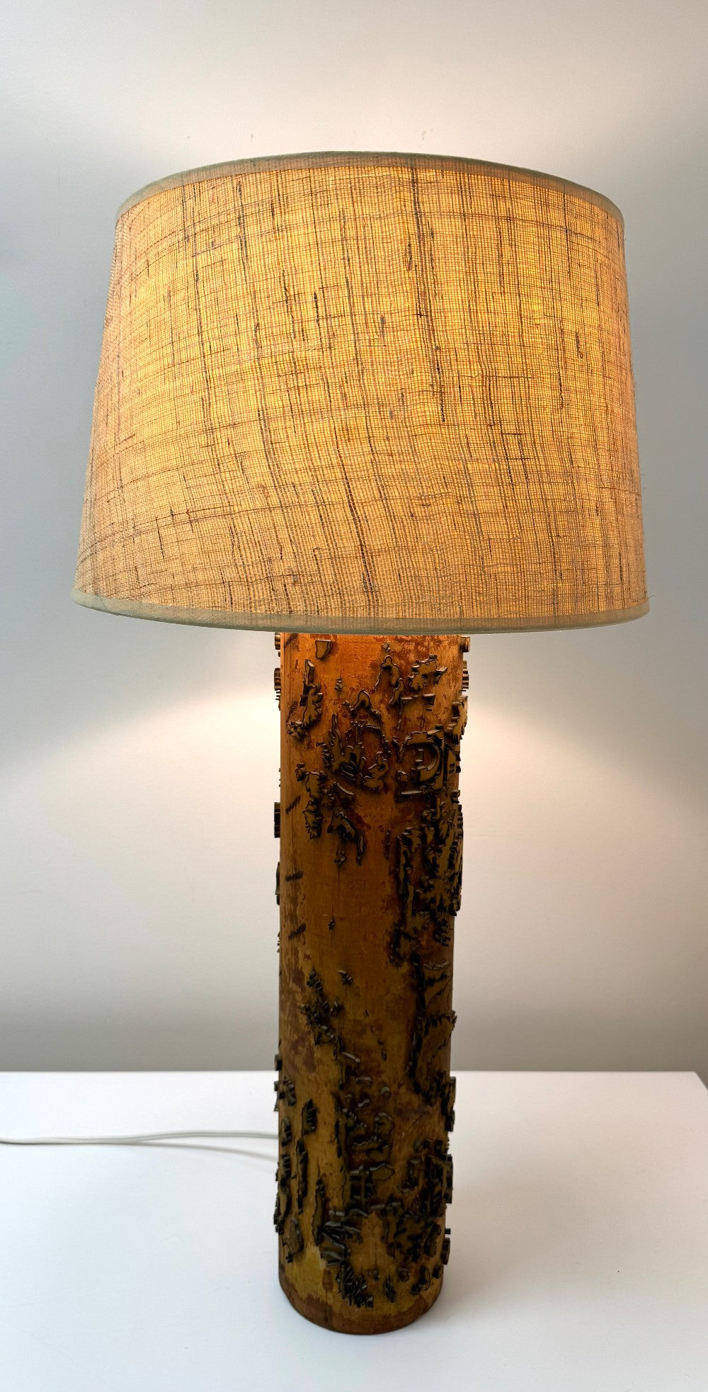 Antique Wallpaper Roller Wood Lamp|4728