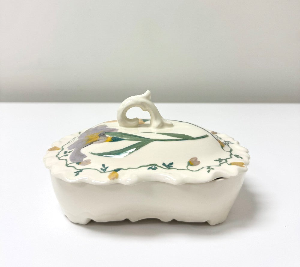 Hand-painted Floral Covered Dish|7242