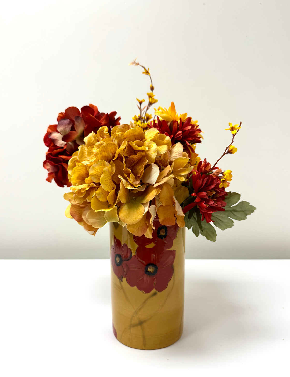 Poppy Vase with Autumn Florals