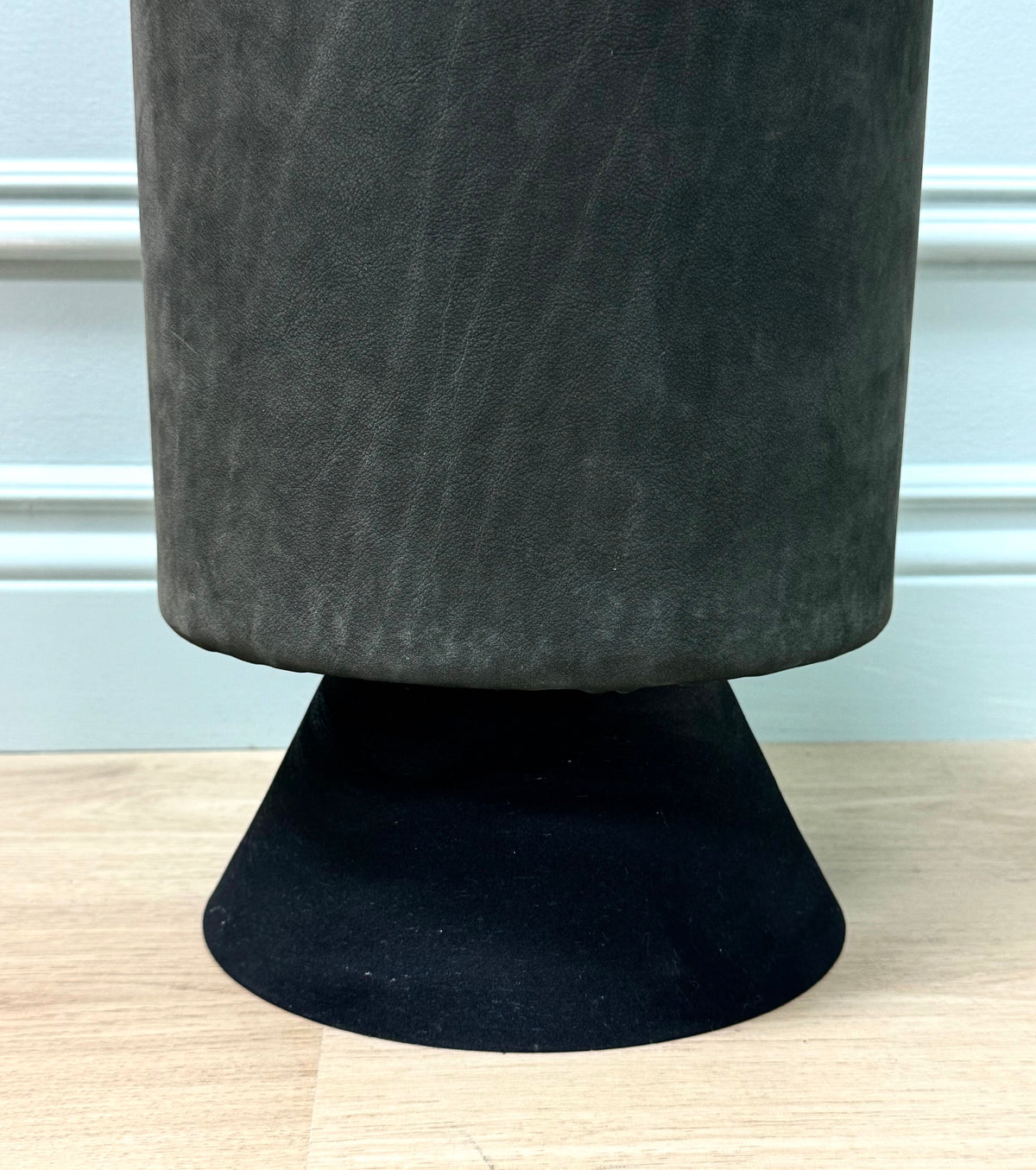 Steel Gray Suede Cylinder Stool