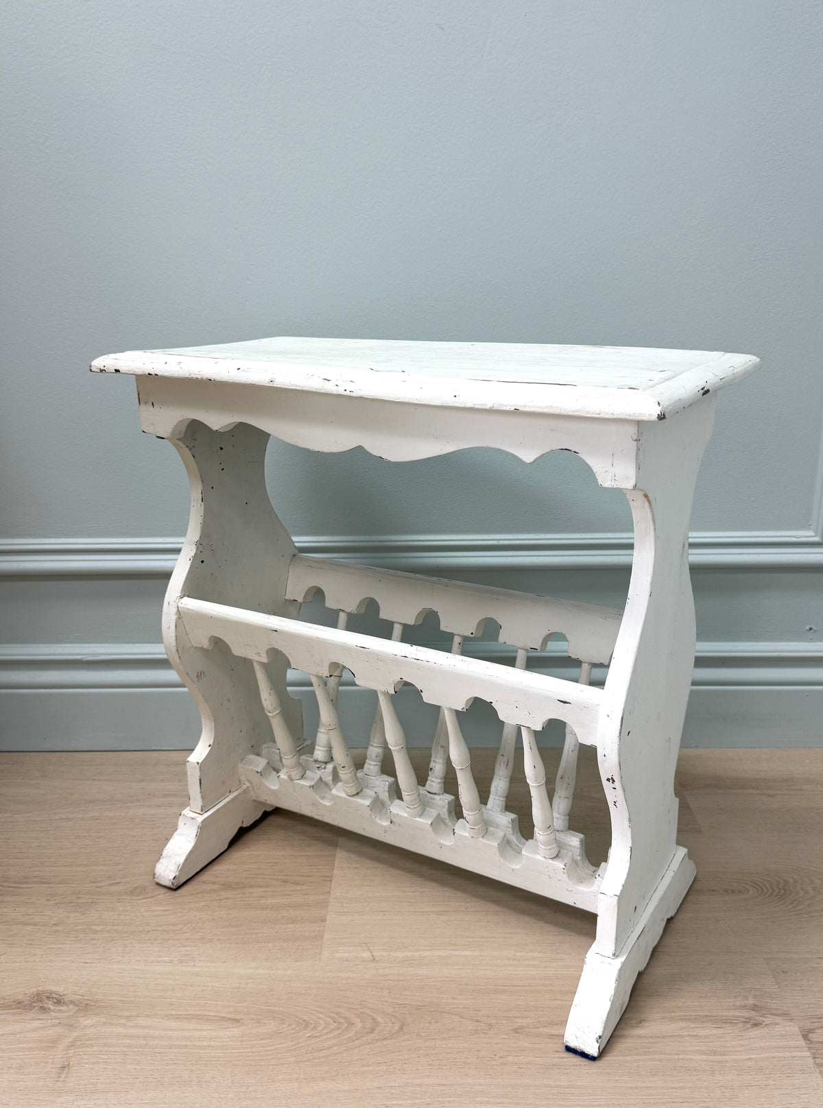 Distressed White Side Table