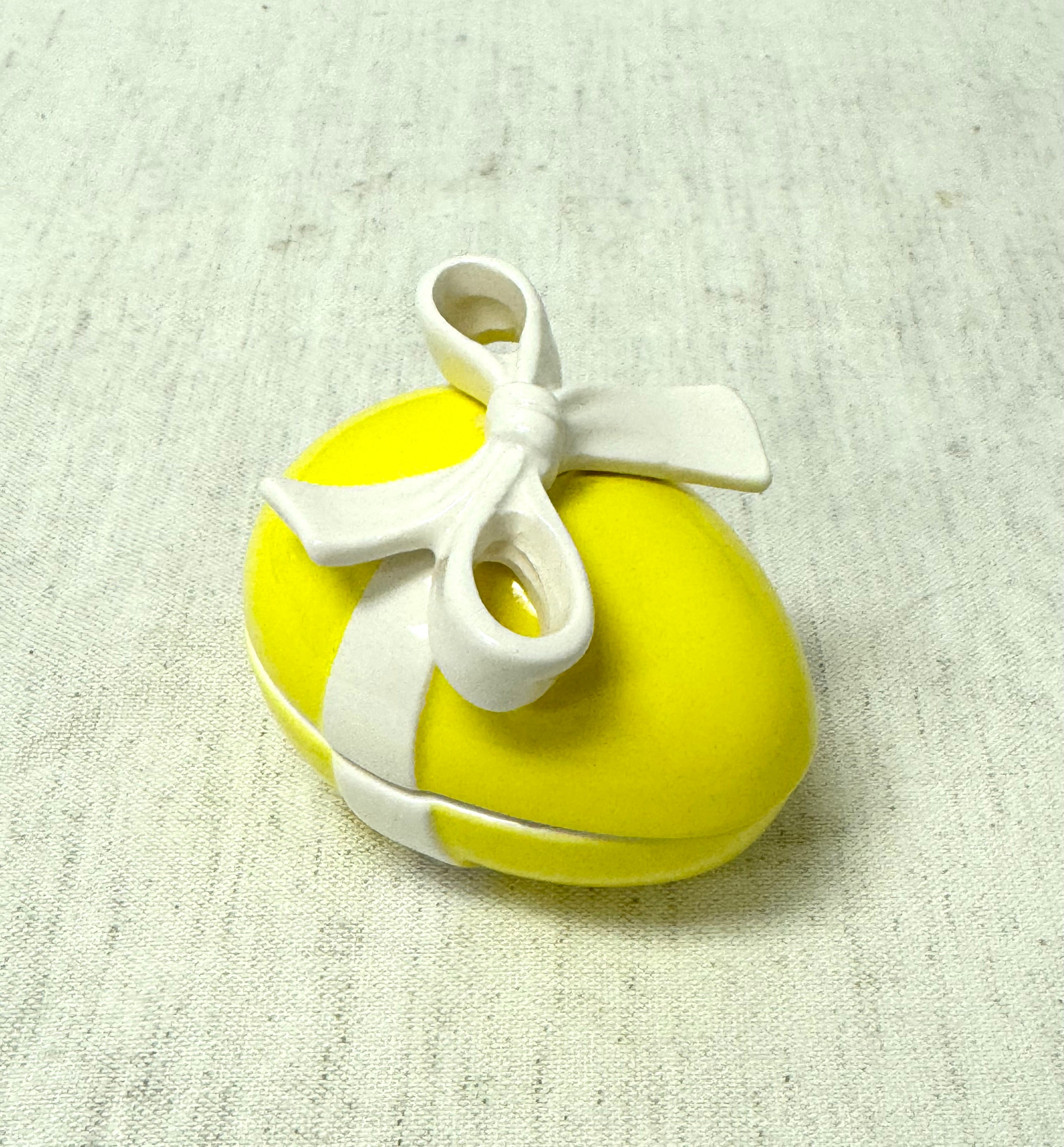 Vintage FITZ & FLOYD Yellow Egg Box with Bow