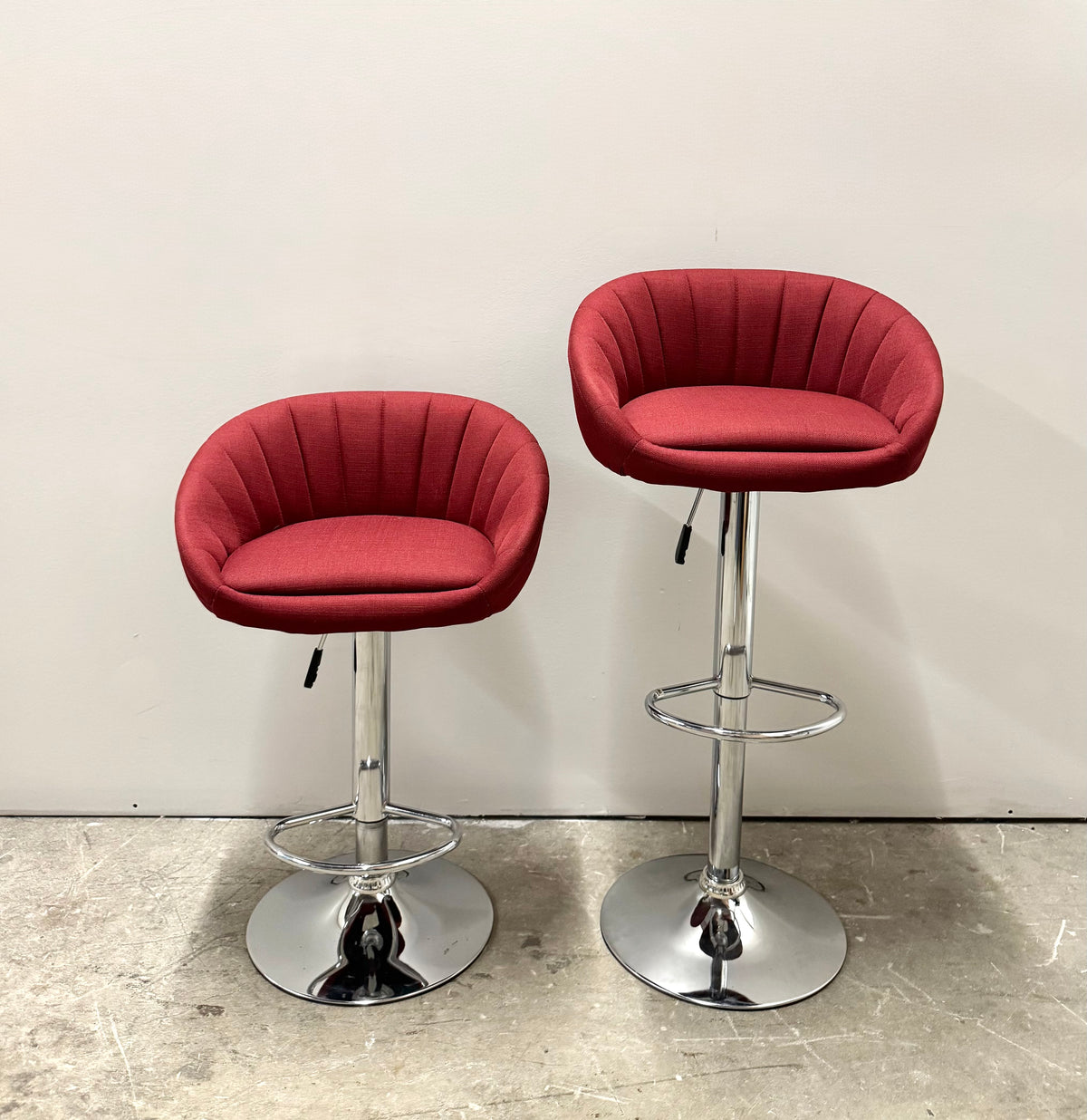 Maroon Channel-back Adjustable Stools Set of 2