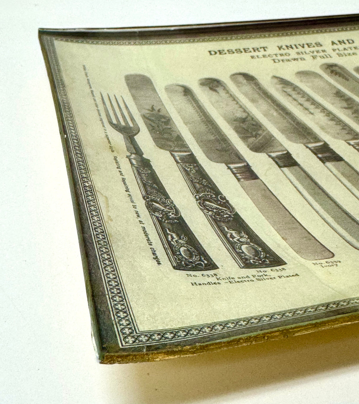 TWO'S COMPANY Antique Flatware Glass Tray