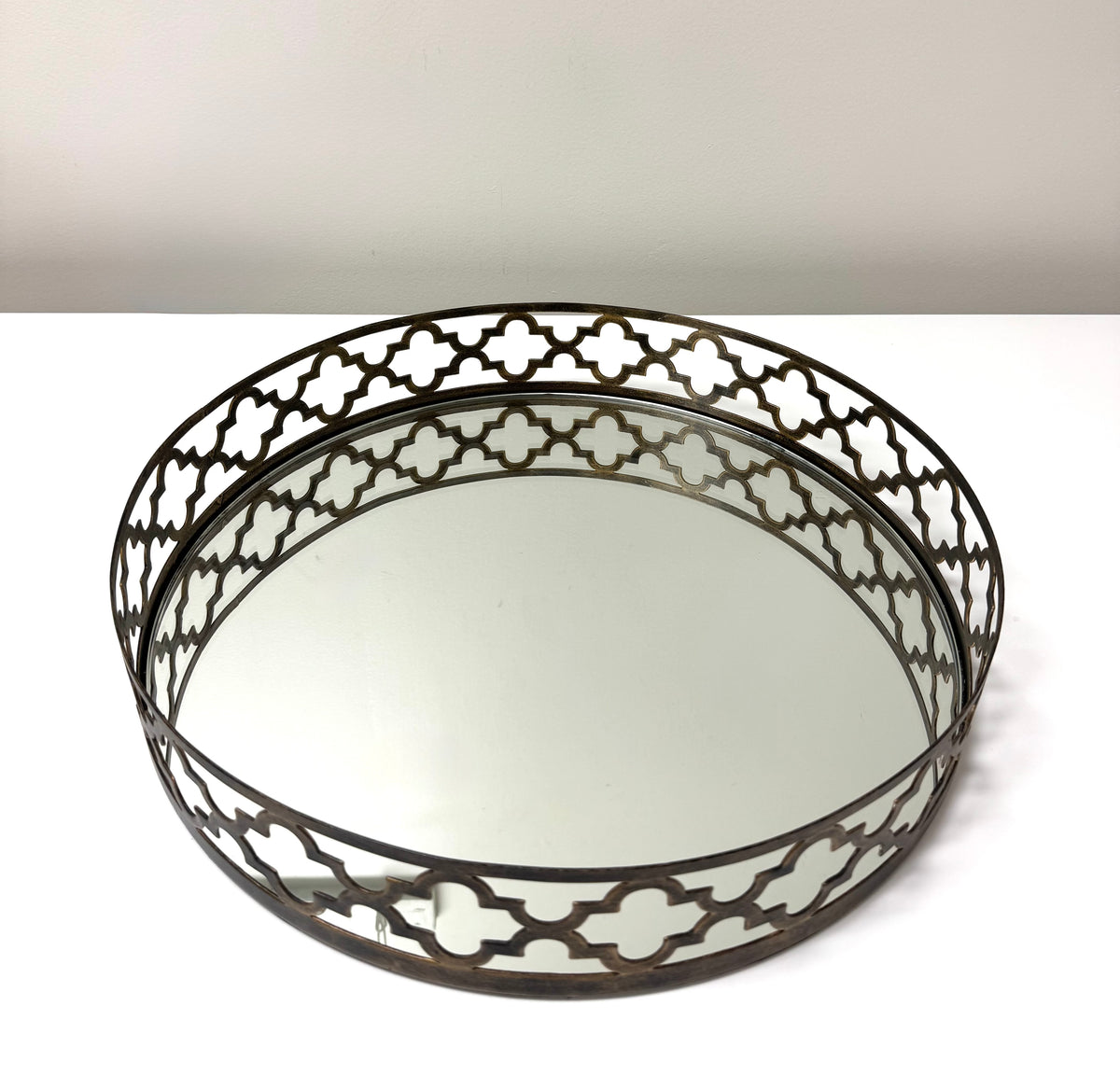 Bronze Quatrefoil Mirrored Tray