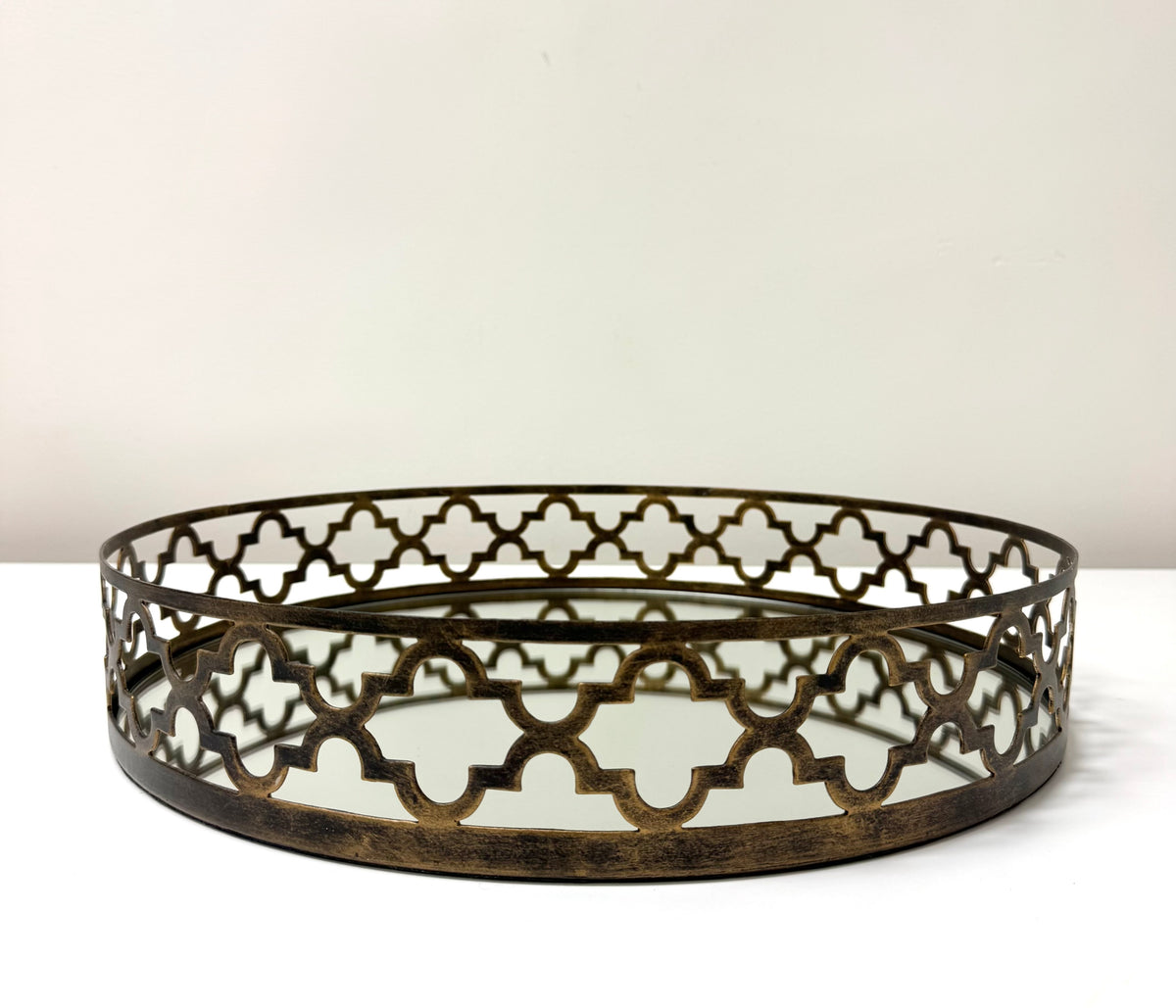 Bronze Quatrefoil Mirrored Tray