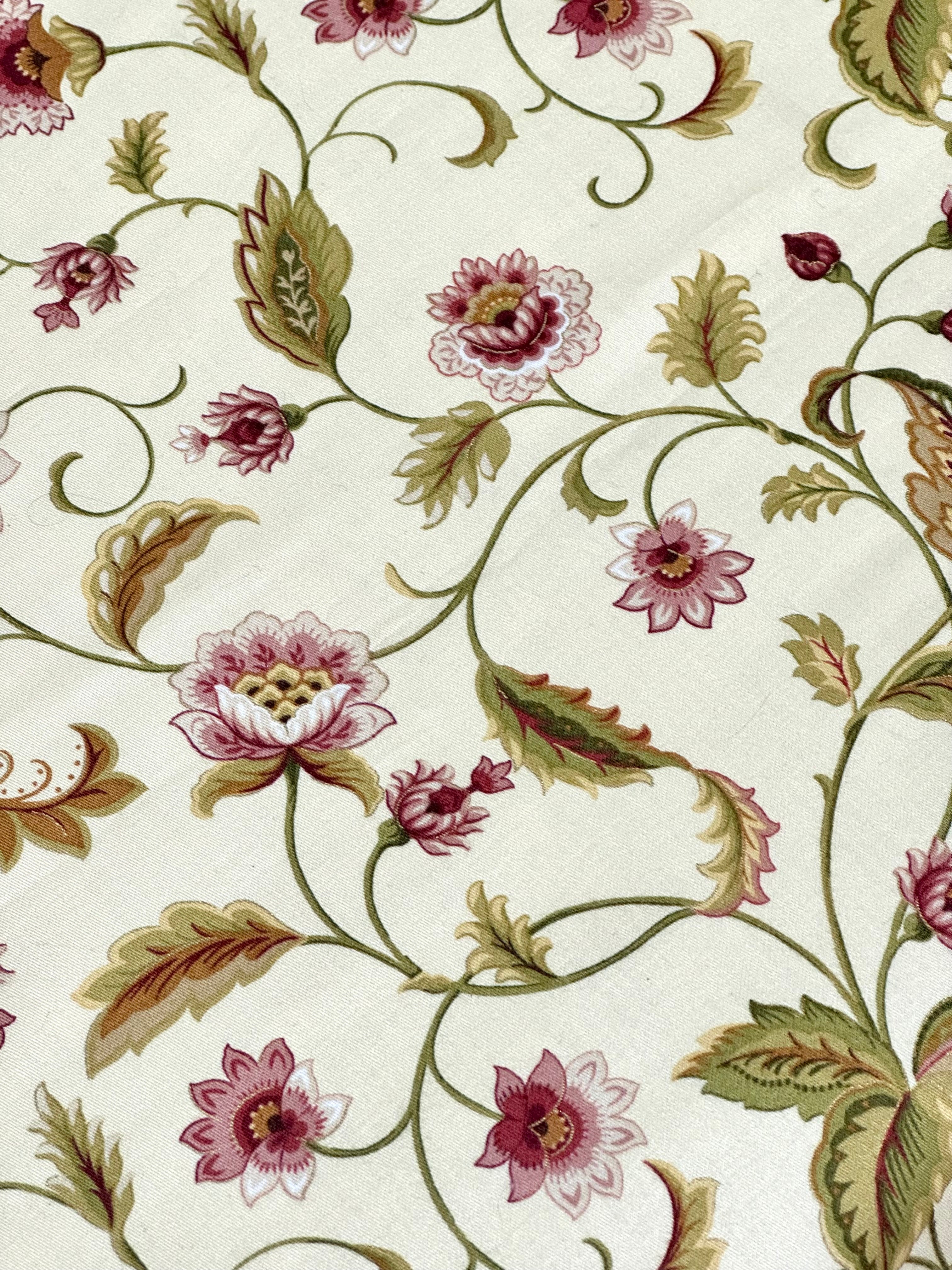 White Bench with Pale Yellow Floral Silk Seat