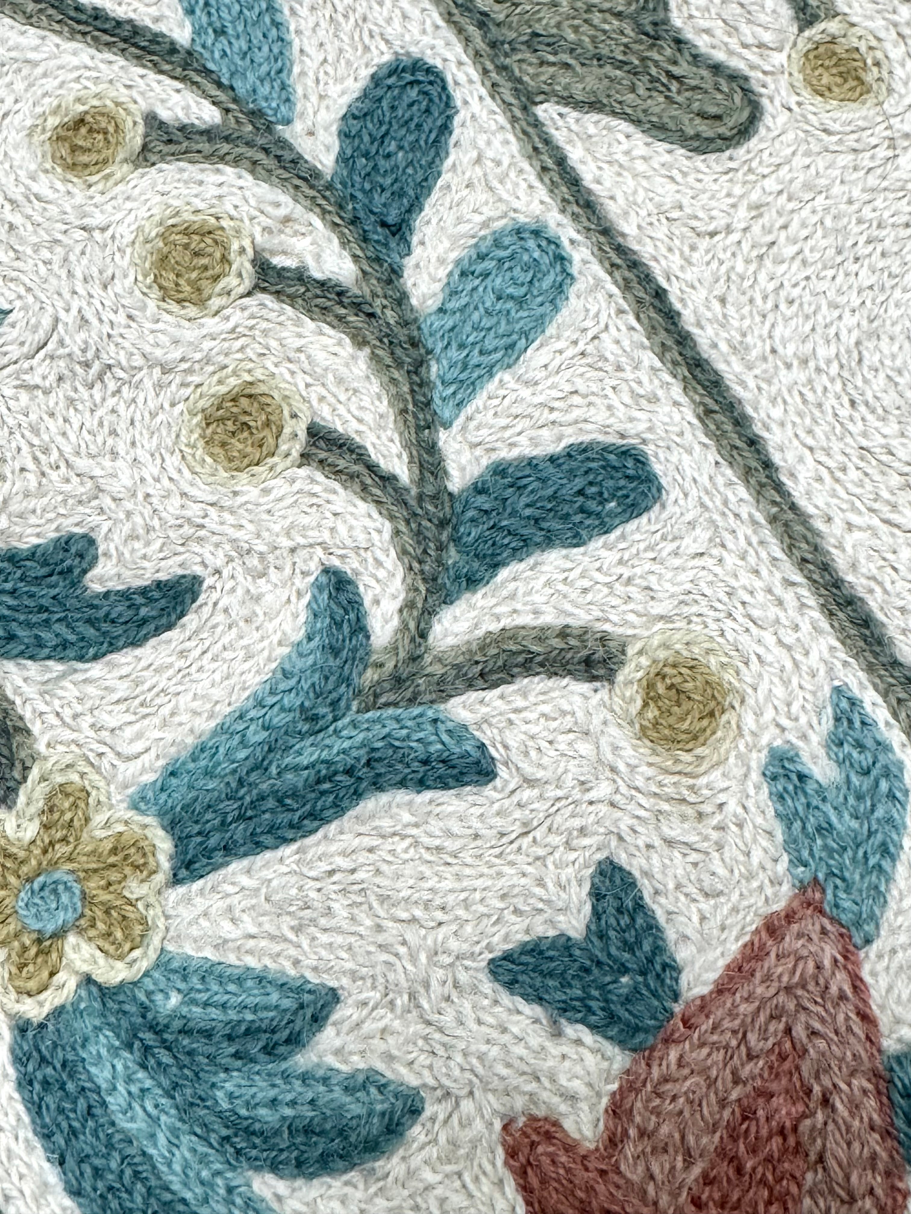 Hand-embroidered Floral Crewel 4' x 6' Rug