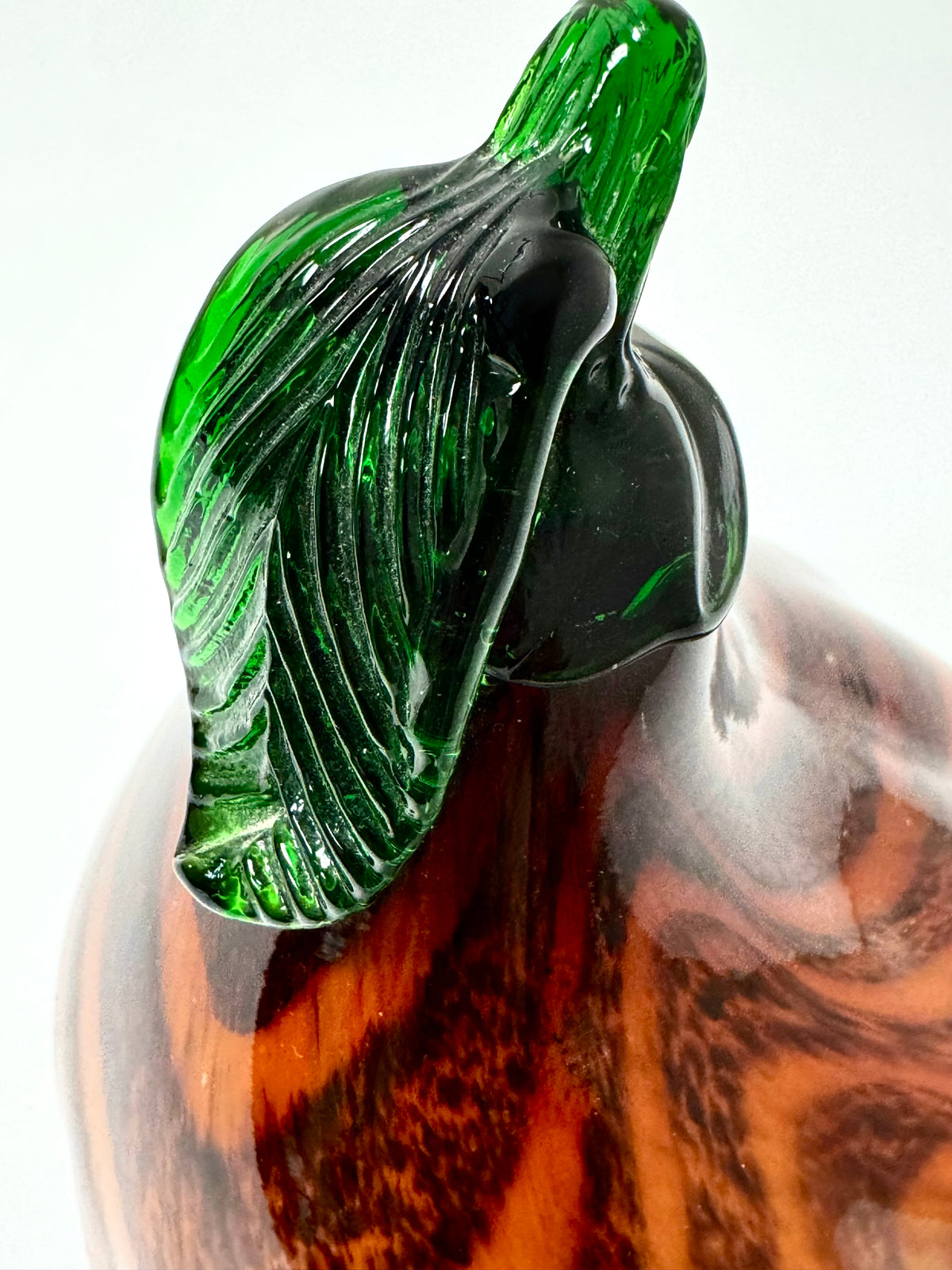 Orange & Brown Striped Art Glass Pumpkin