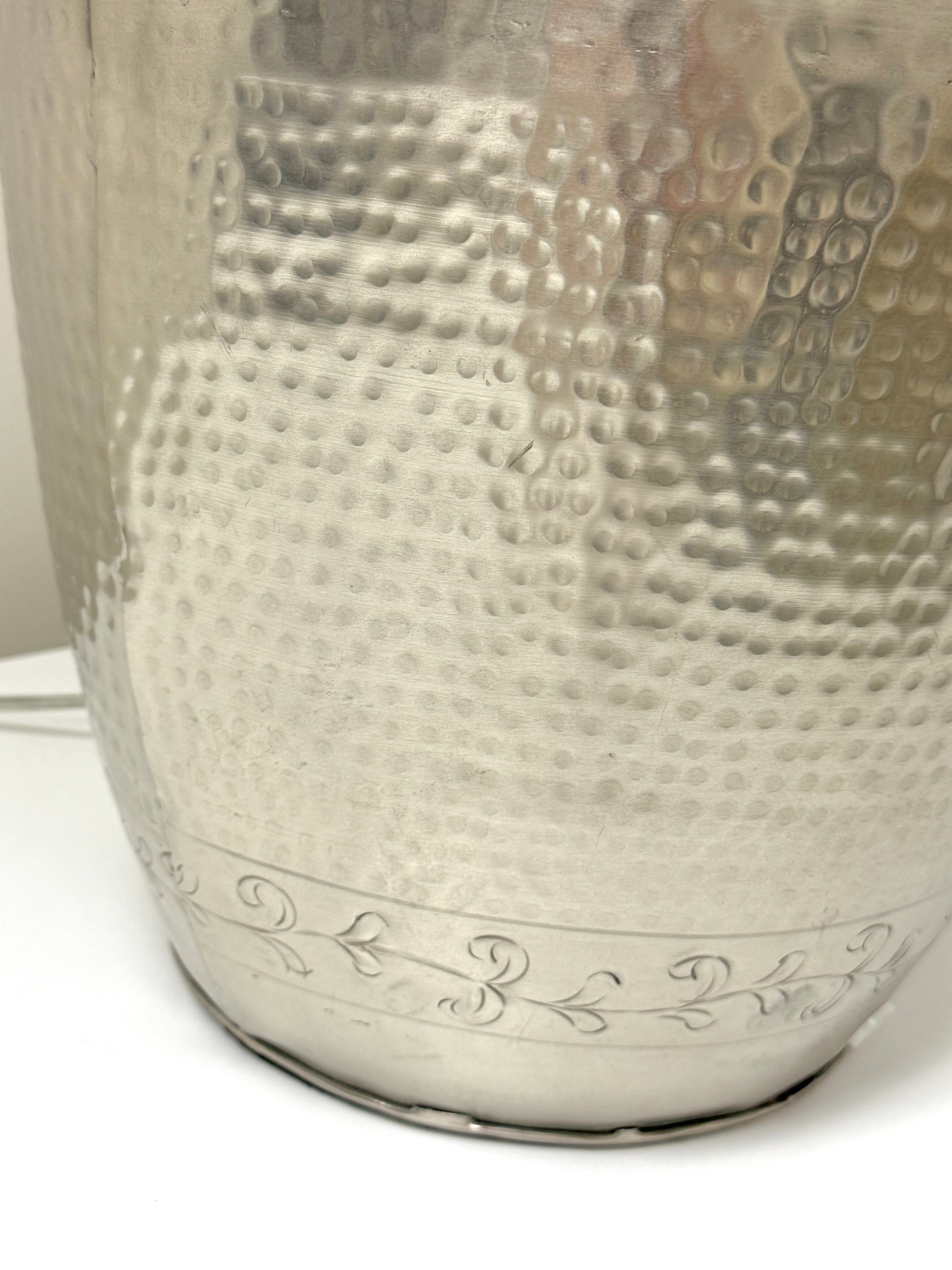 POTTERY BARN Hammered Silver Metal Lamp