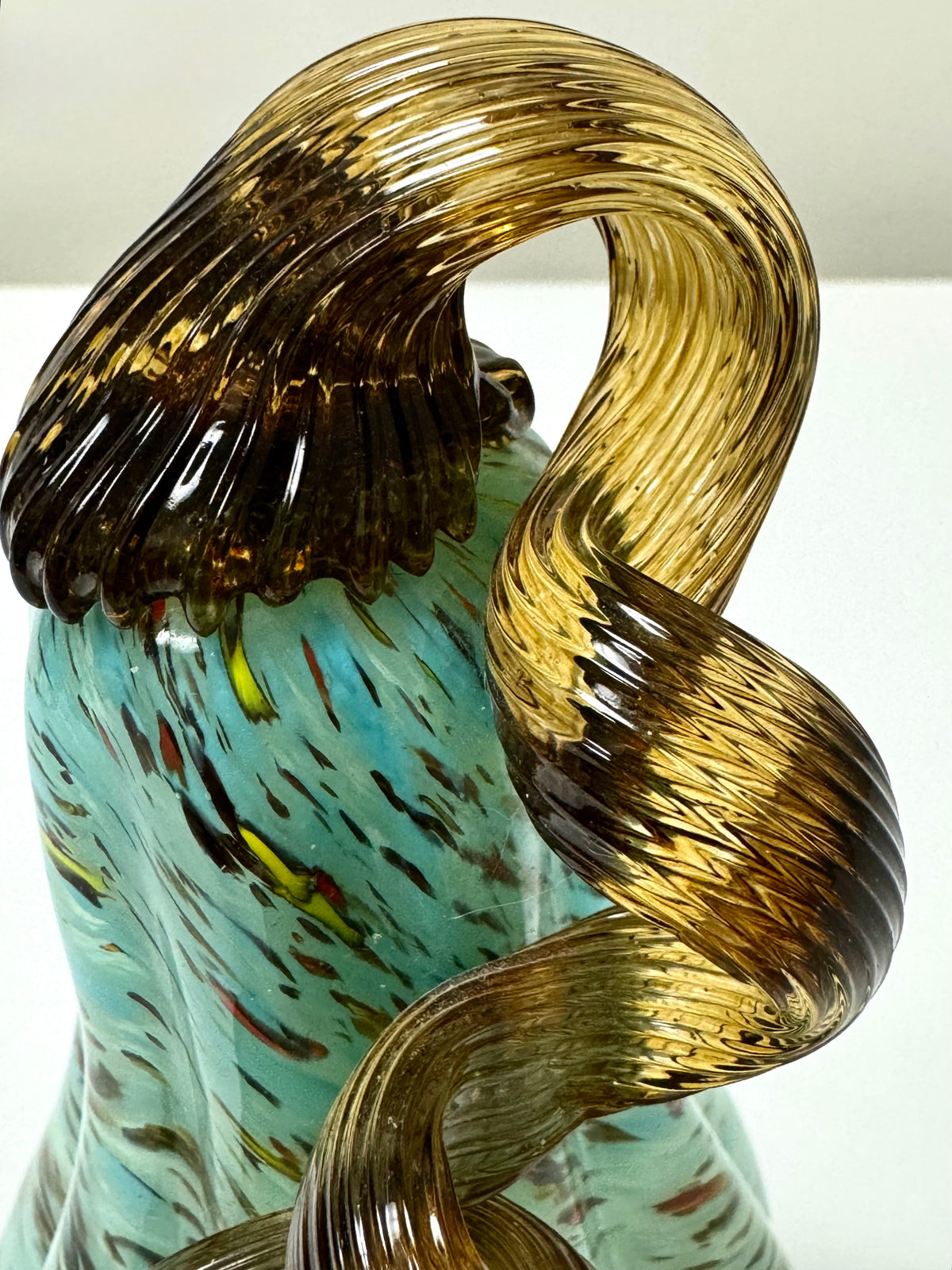 Light Blue & Brown Swirl Art Glass Gourd