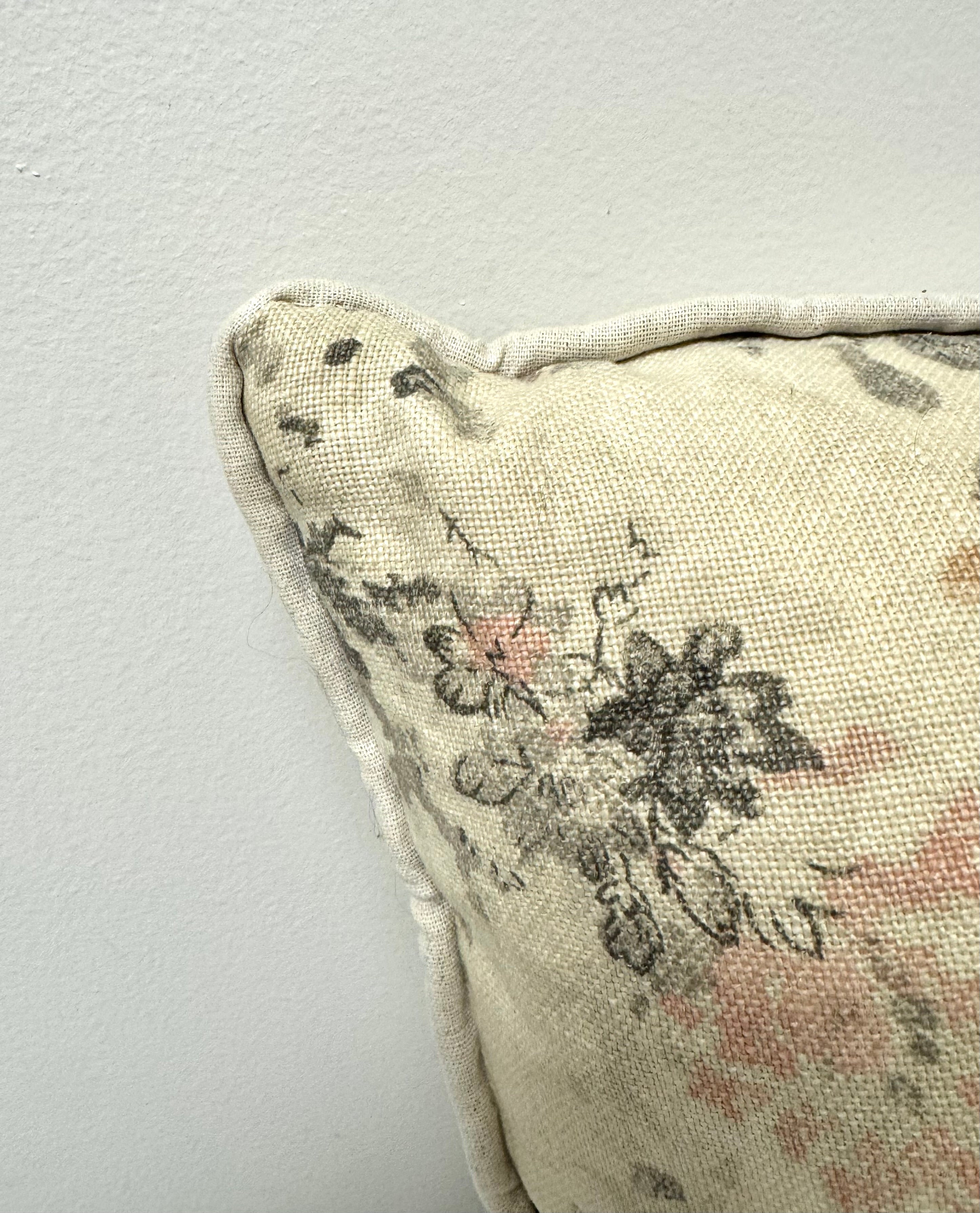 Gray & Pale Pink Toile 19" Pillow