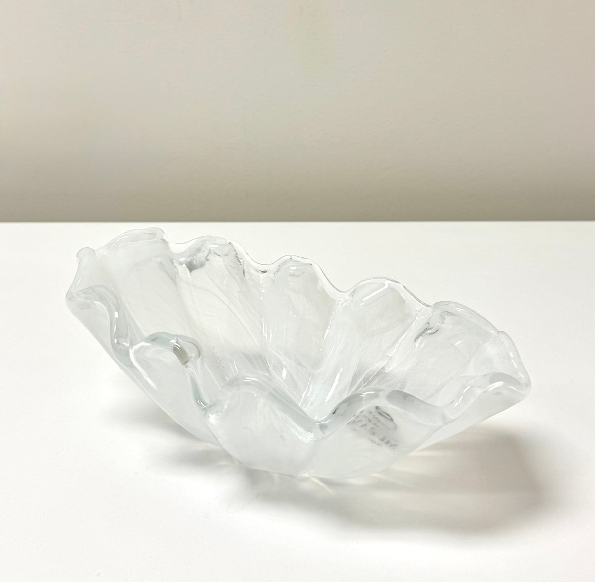 MURANO White Glass Ruffle Bowl
