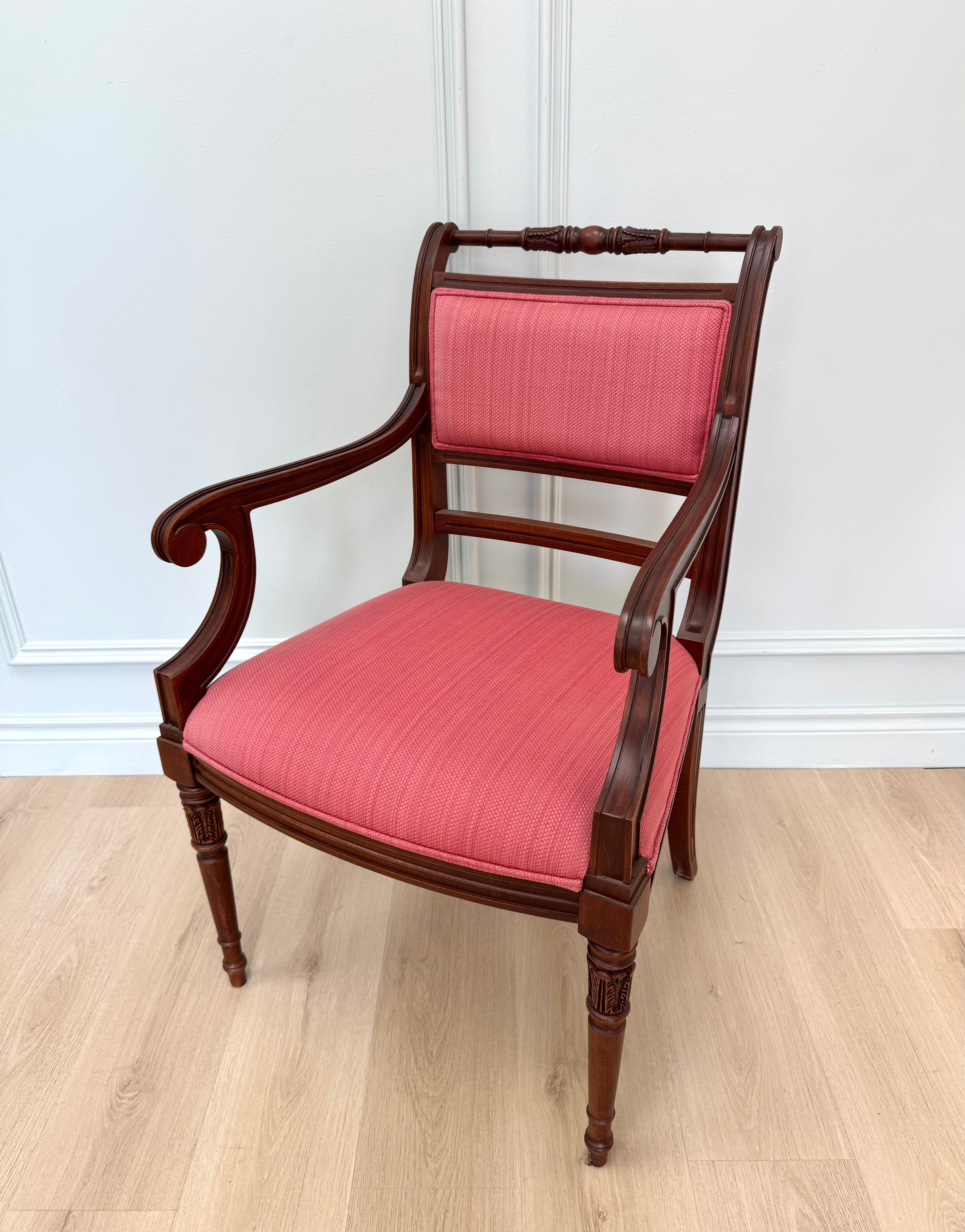 NEW Neoclassical Chair with Cherry Upholstery