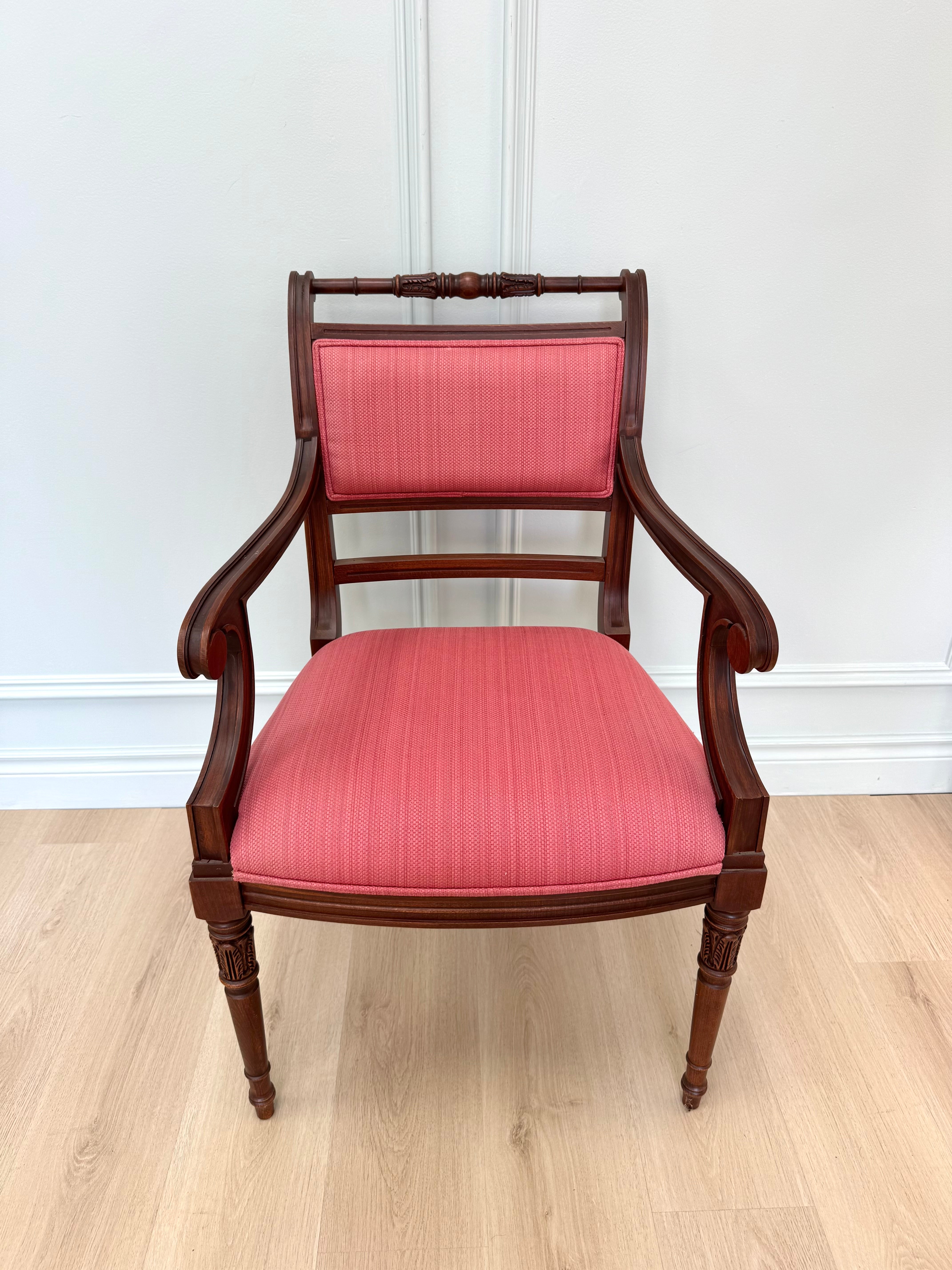 NEW Neoclassical Chair with Cherry Upholstery