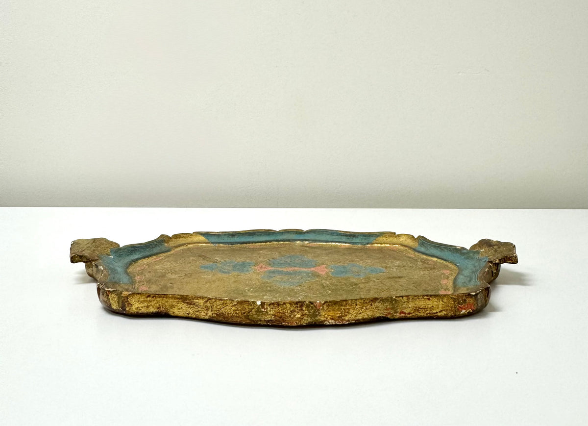 Vintage Florentine Gold & Teal Tray