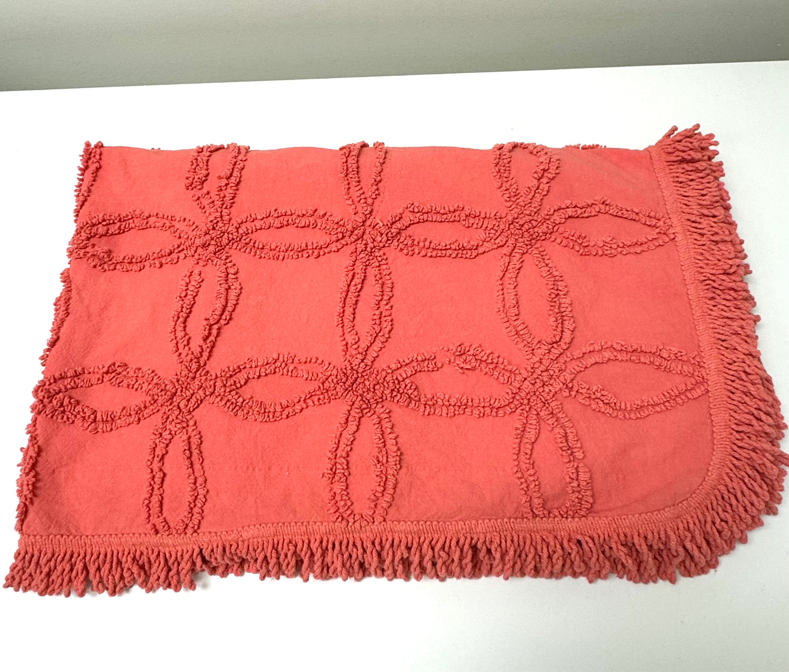 Coral Pink Cotton 52" x 62" Fringed Throw