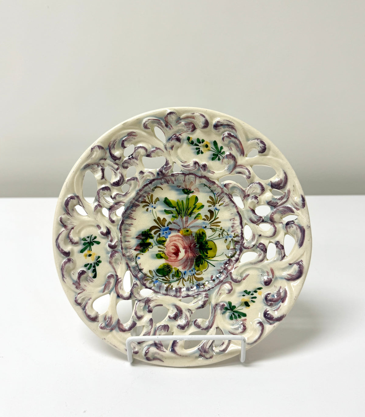 Vintage Italian Majolica Reticulated Plates Set of 2