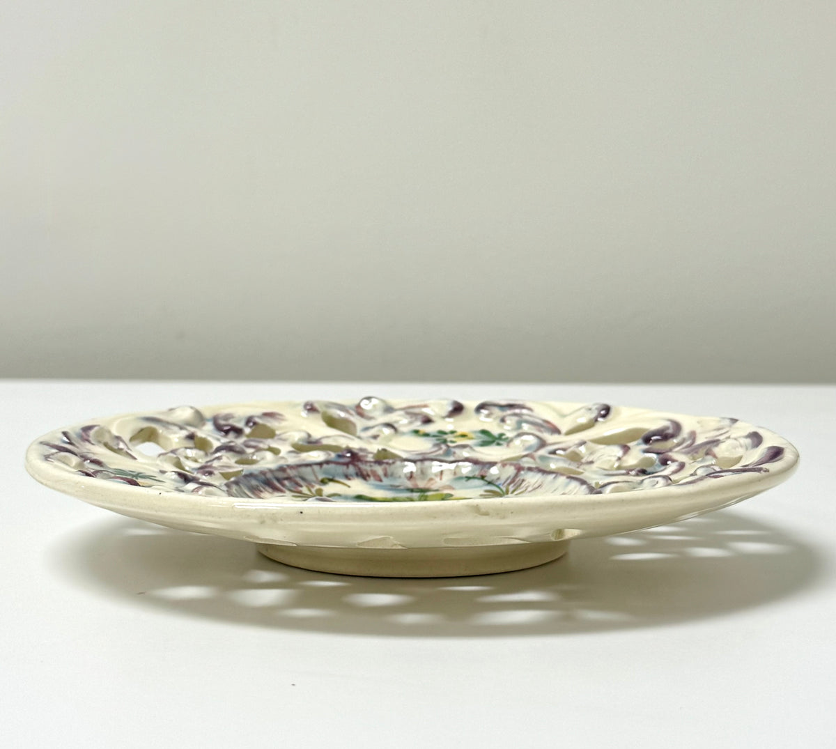 Vintage Italian Majolica Reticulated Plates Set of 2