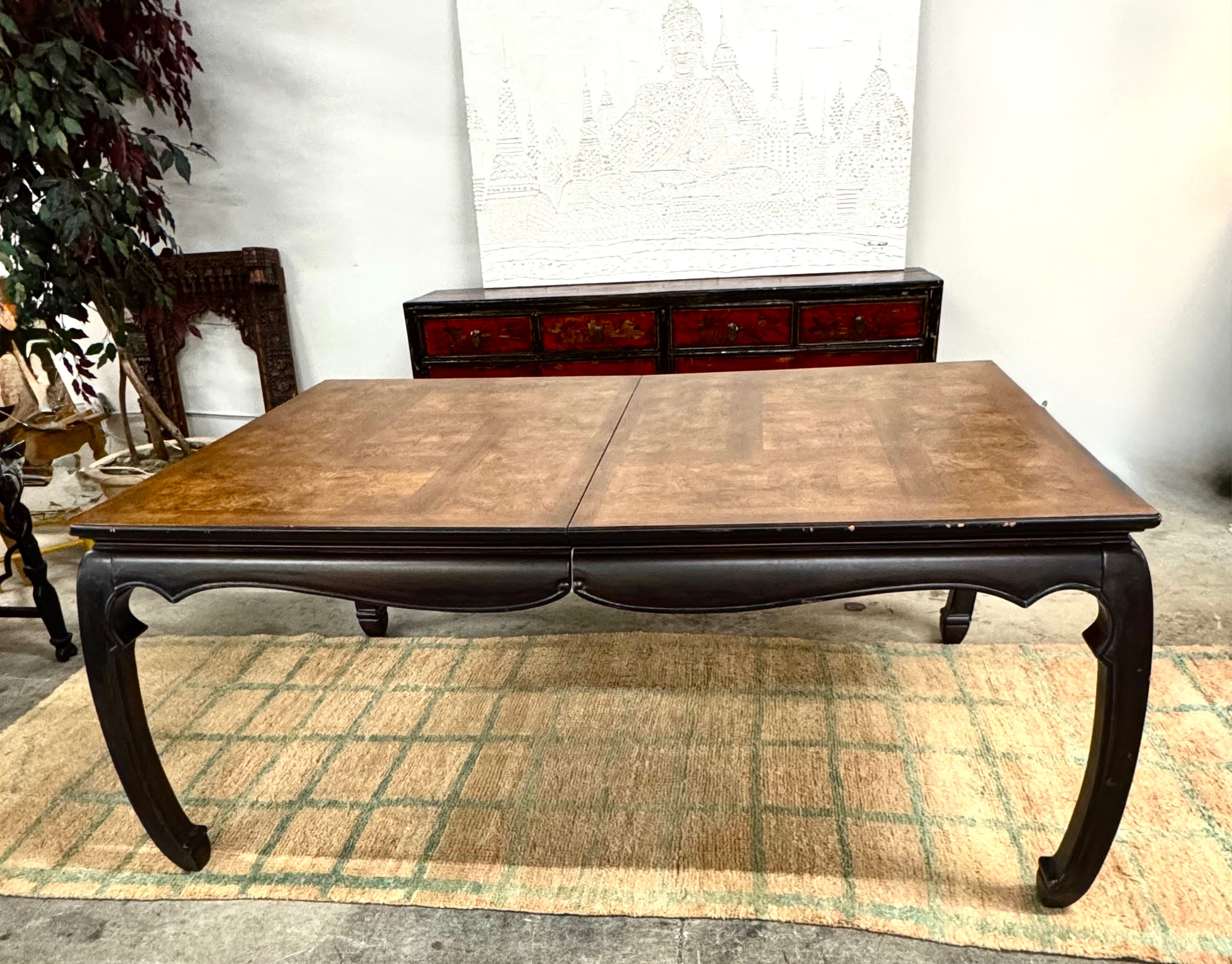 Asian-inspired Dining Table with Burled Inlay