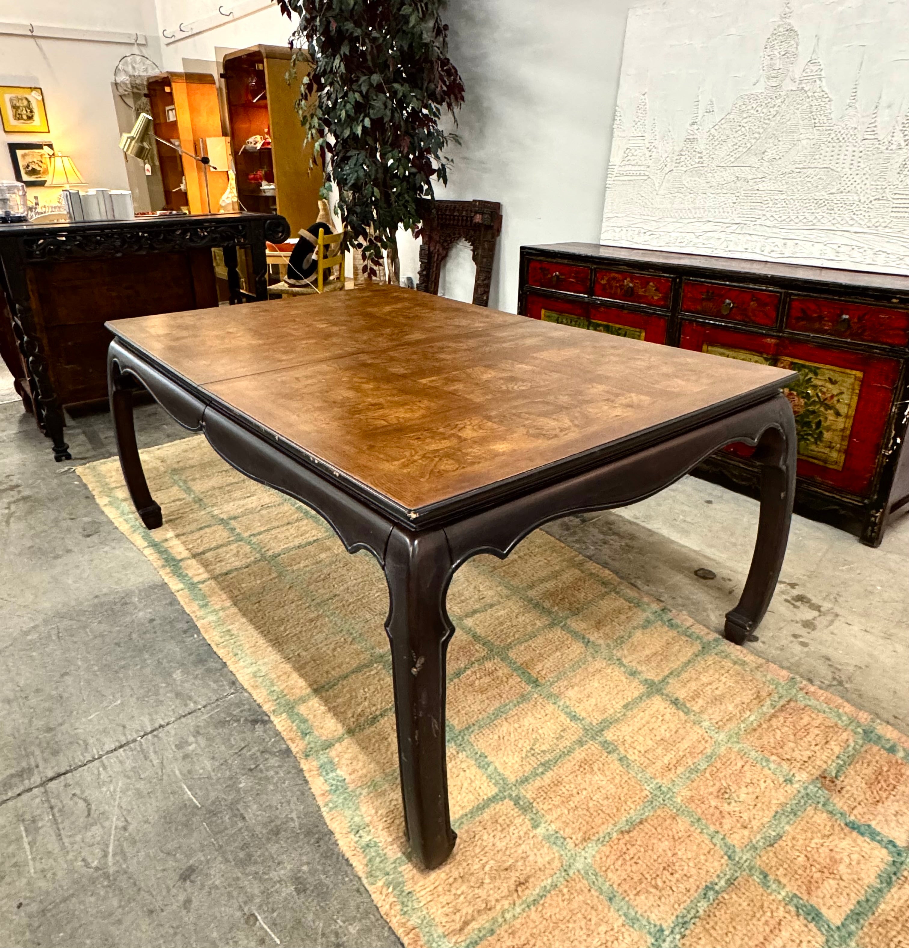Asian-inspired Dining Table with Burled Inlay