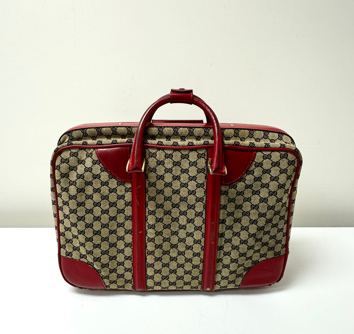 Vintage 1950s GUCCI Canvas & Red Leather Suitcase
