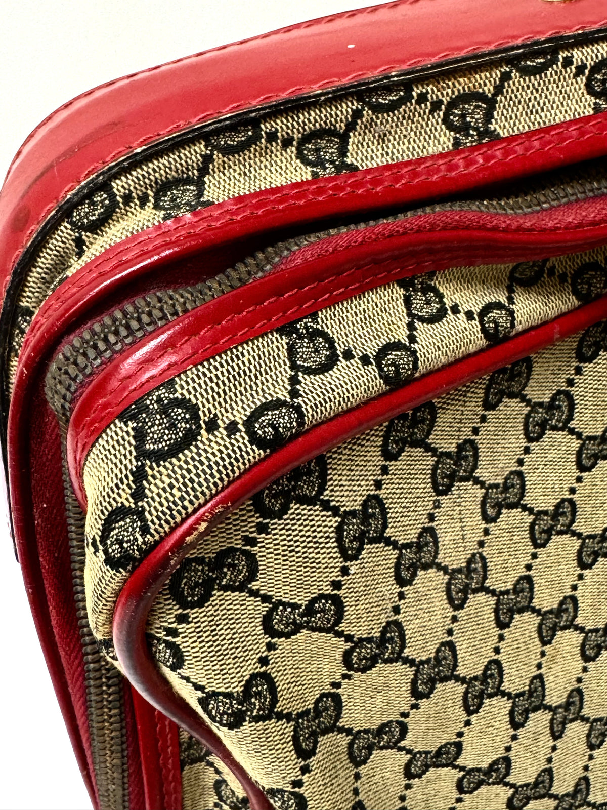 Vintage 1950s GUCCI Canvas & Red Leather Suitcase