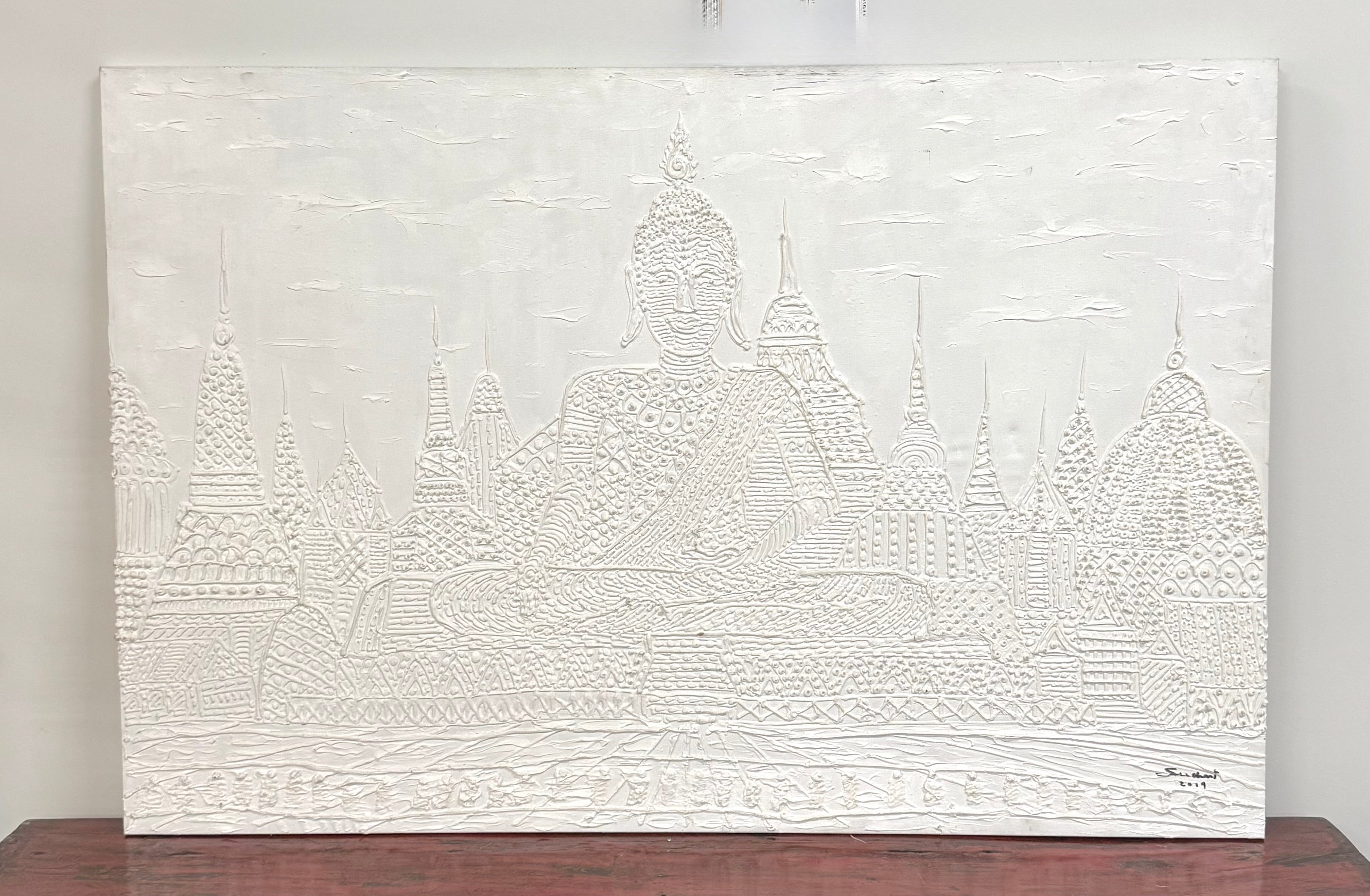 Buddha Sculpted Paint on Canvas