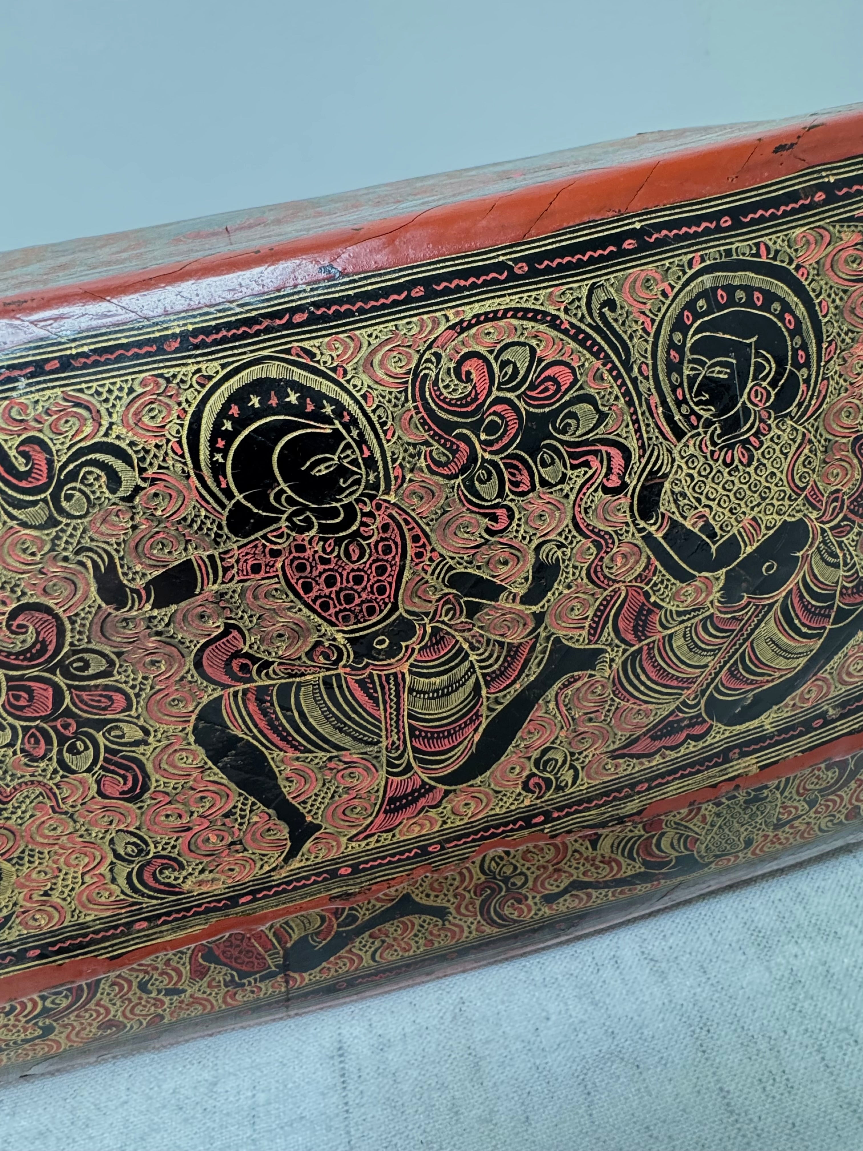 Vintage Thai Red Lacquerware Box
