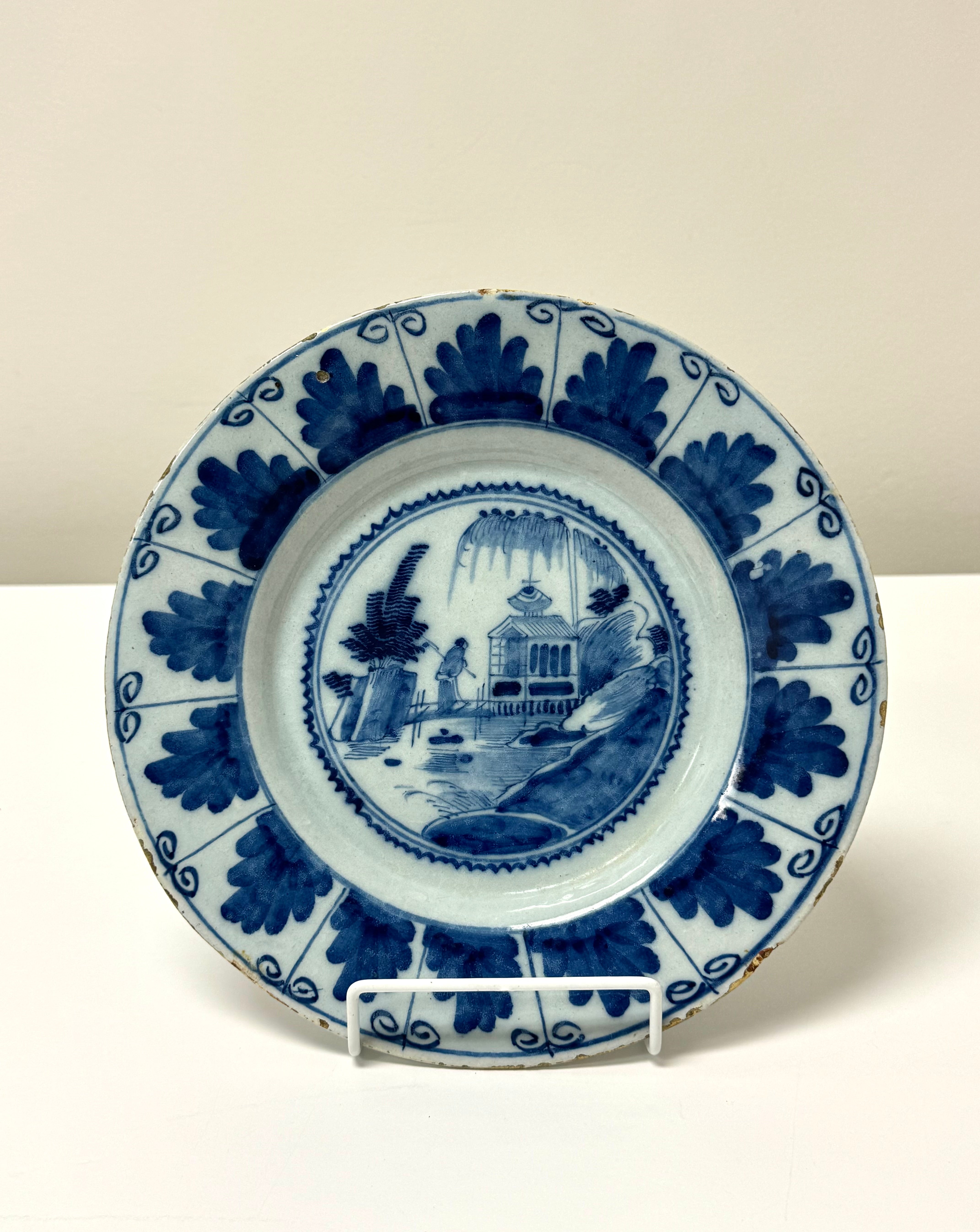 Antique Delft 9-1/4" Earthenware Plate