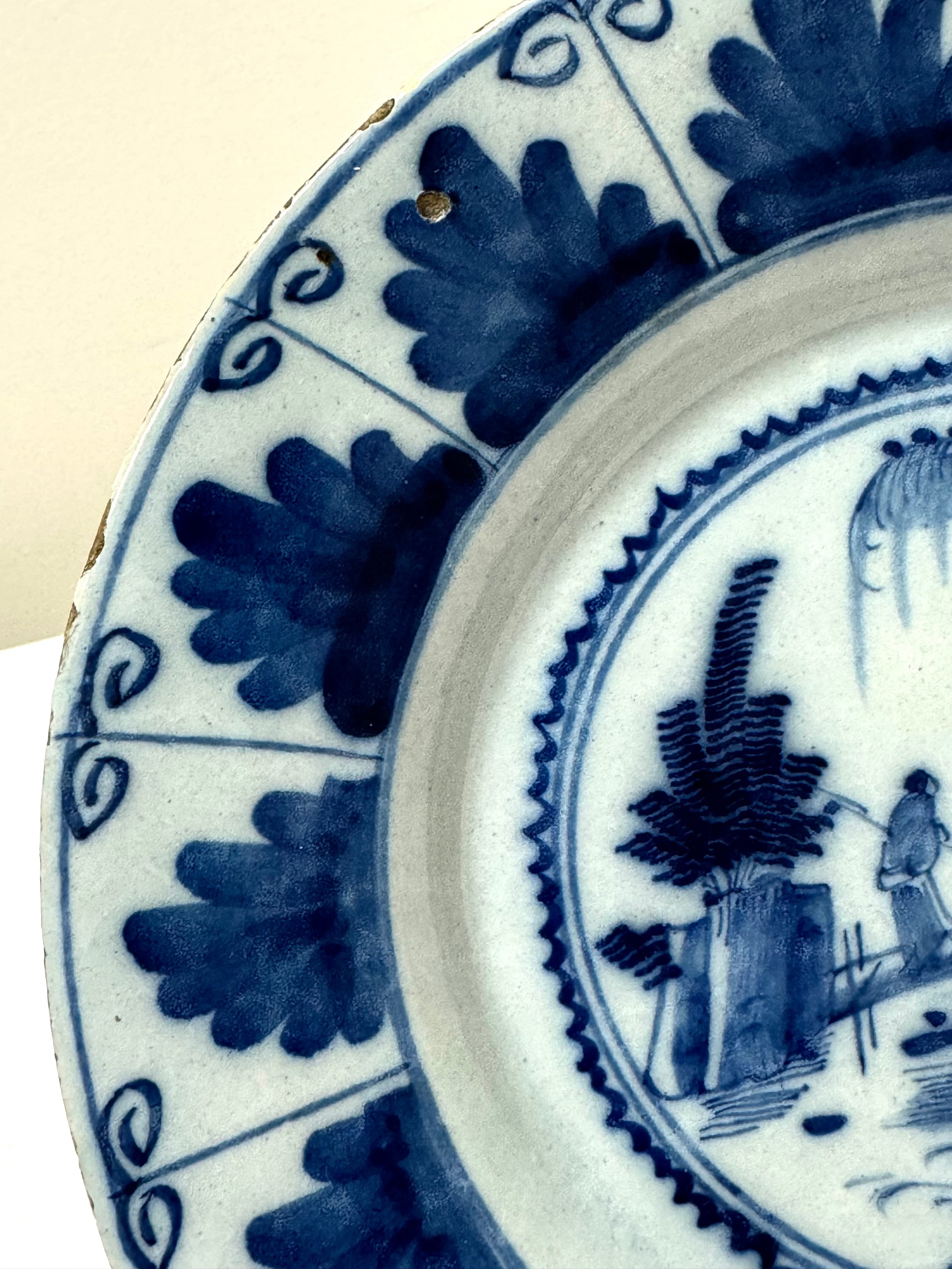 Antique Delft 9-1/4" Earthenware Plate