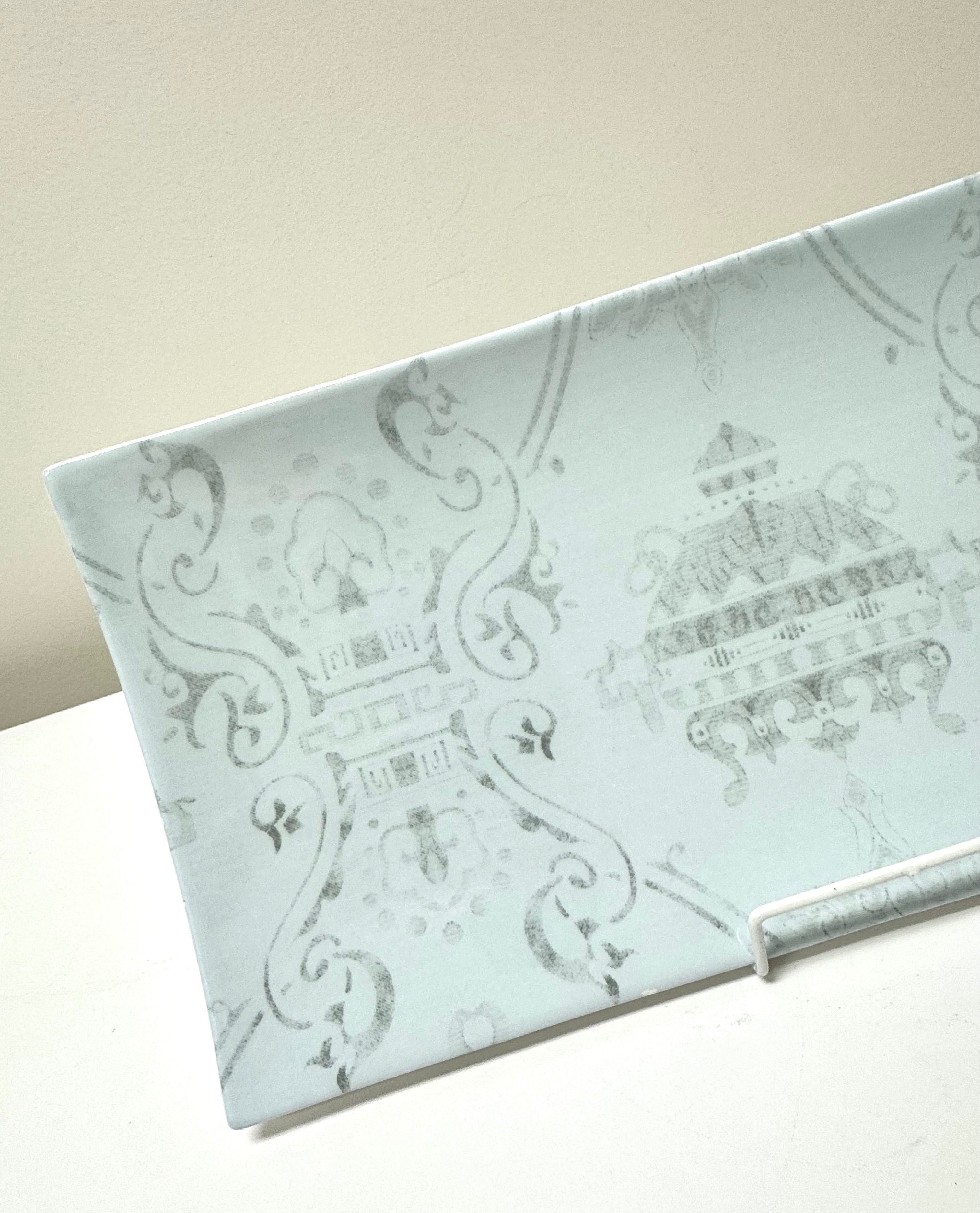 Light Blue French Motif Ceramic Tray