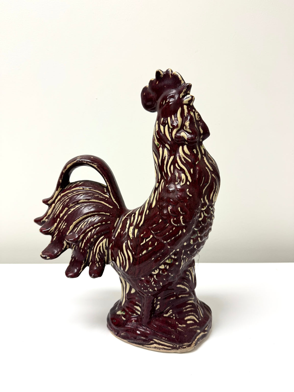 Dark Red Ceramic Rooster