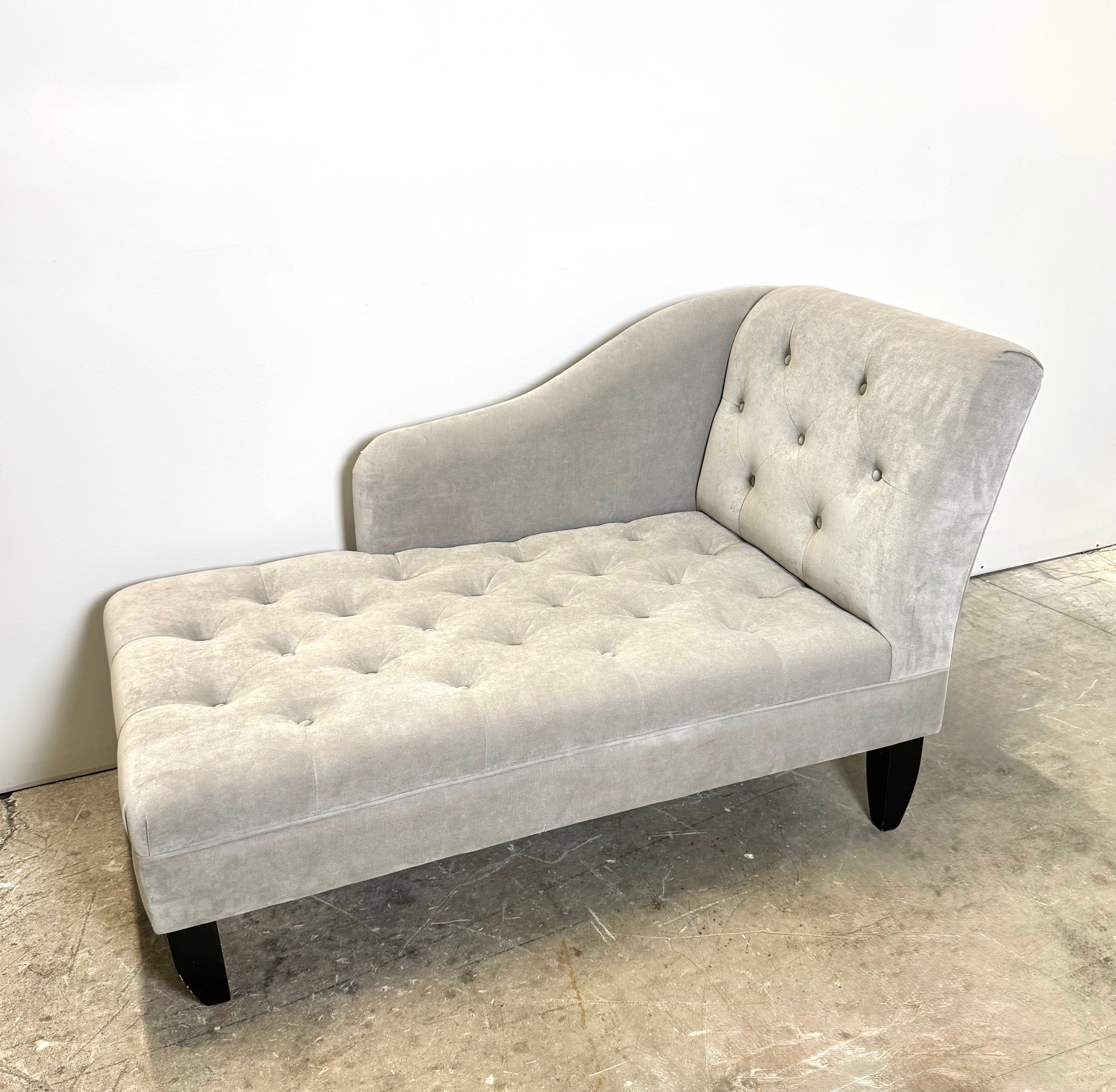 Silver Gray Tufted Chaise