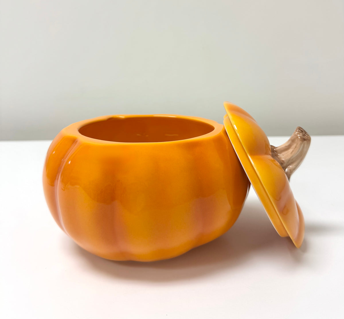 Ceramic Pumpkin Lidded Jar
