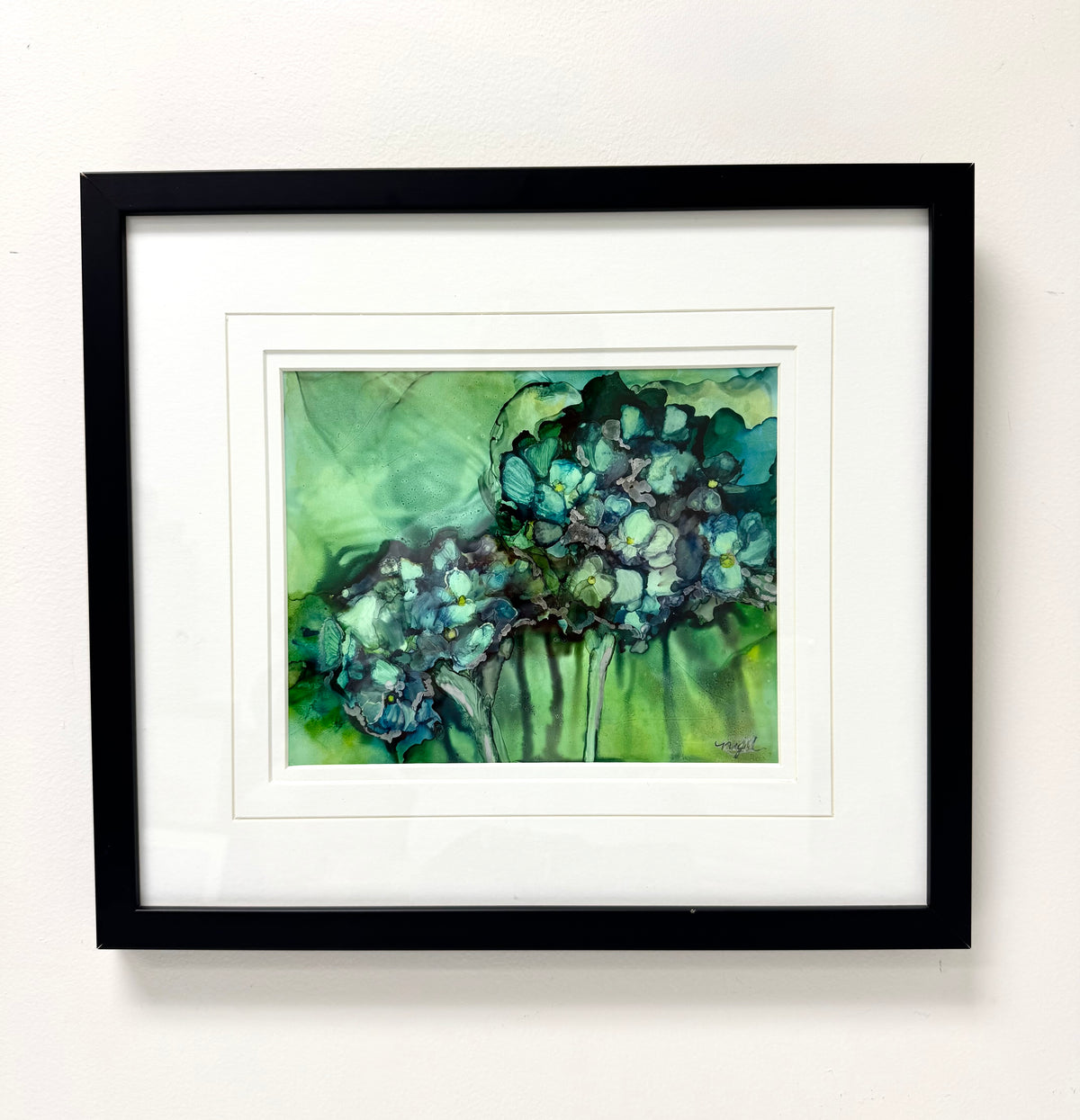'Blue & Green Hydrangeas' Painting