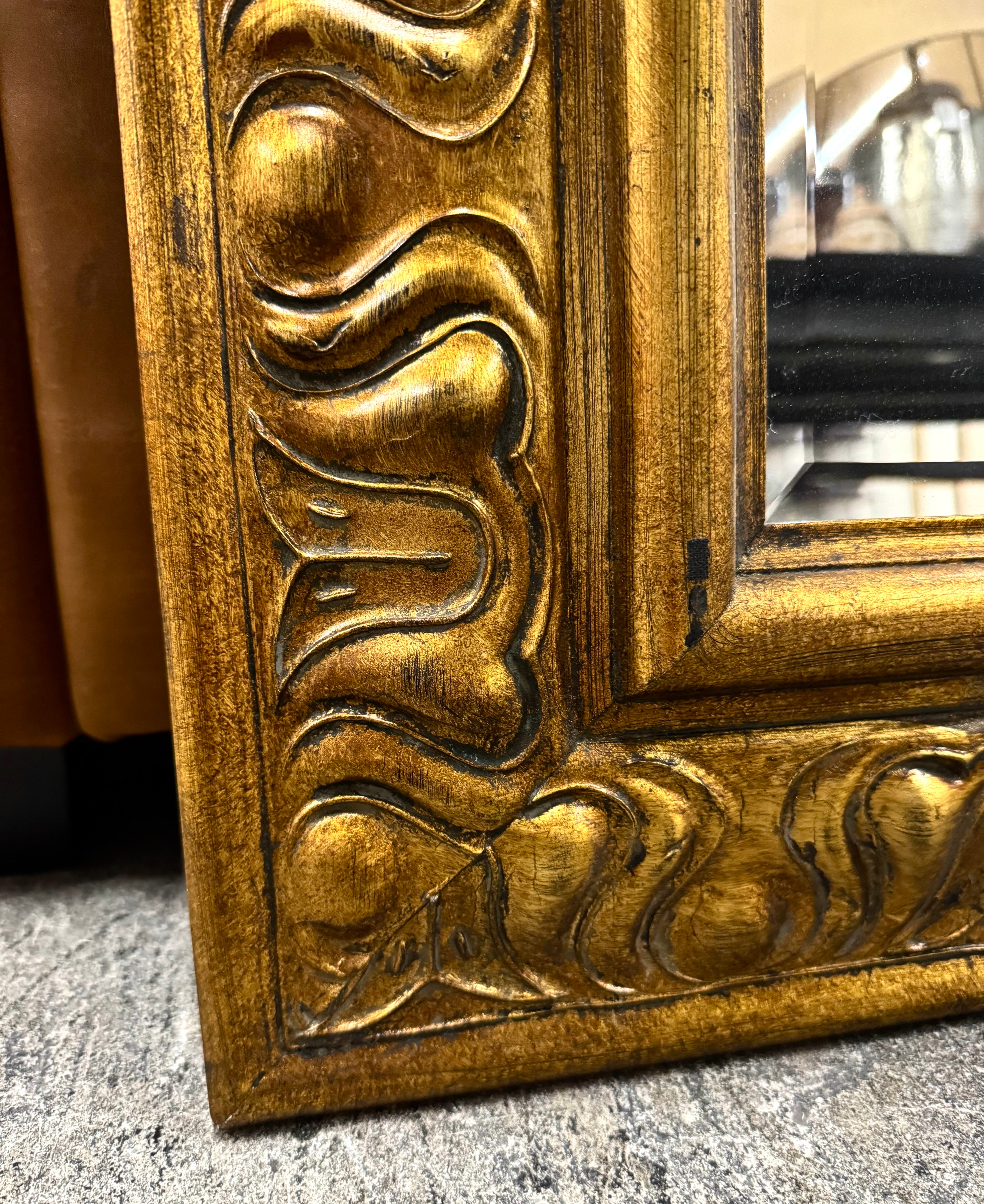 Carved Burnished Gilt Wood Mirror