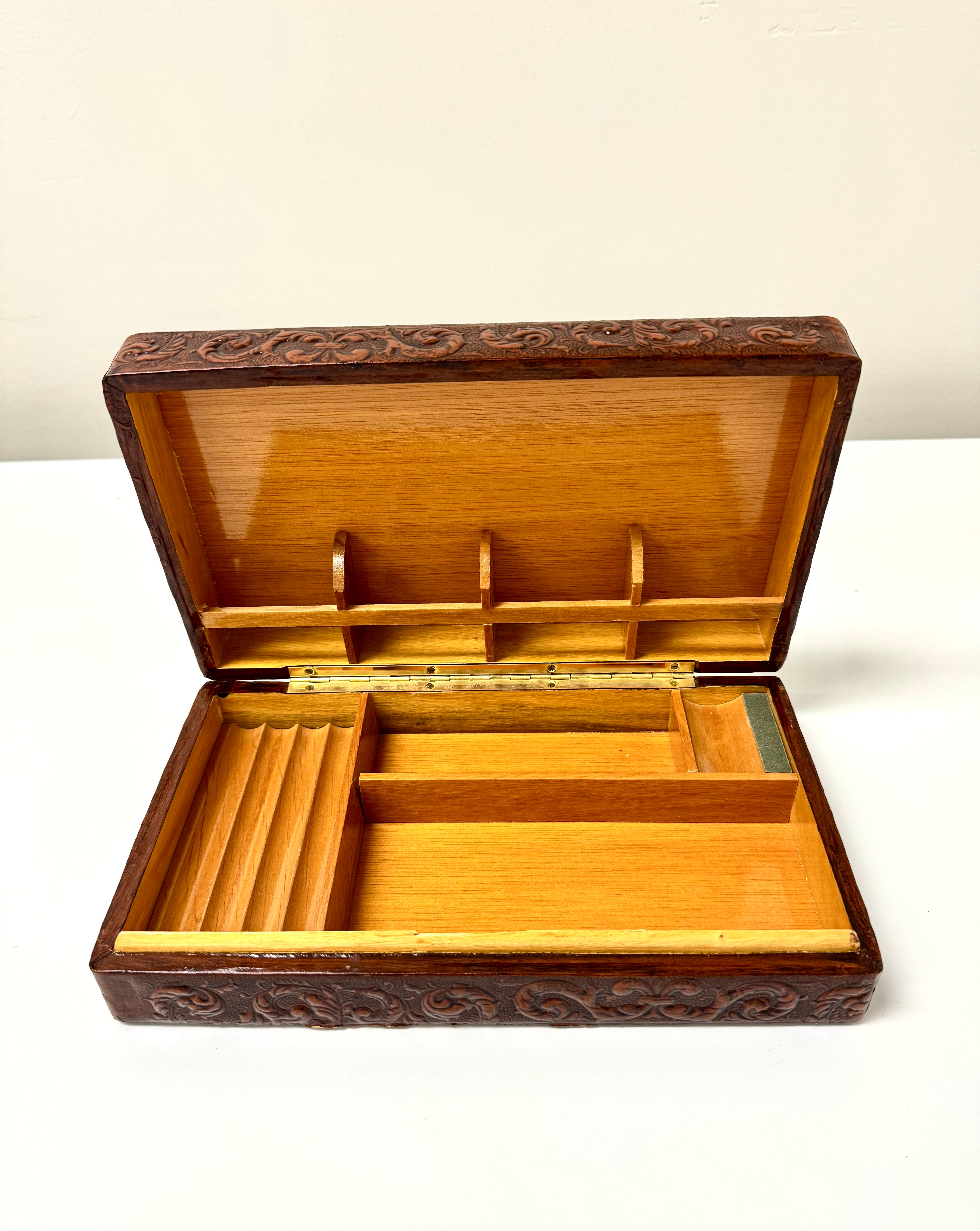 Hand-tooled Leather Cigar Box
