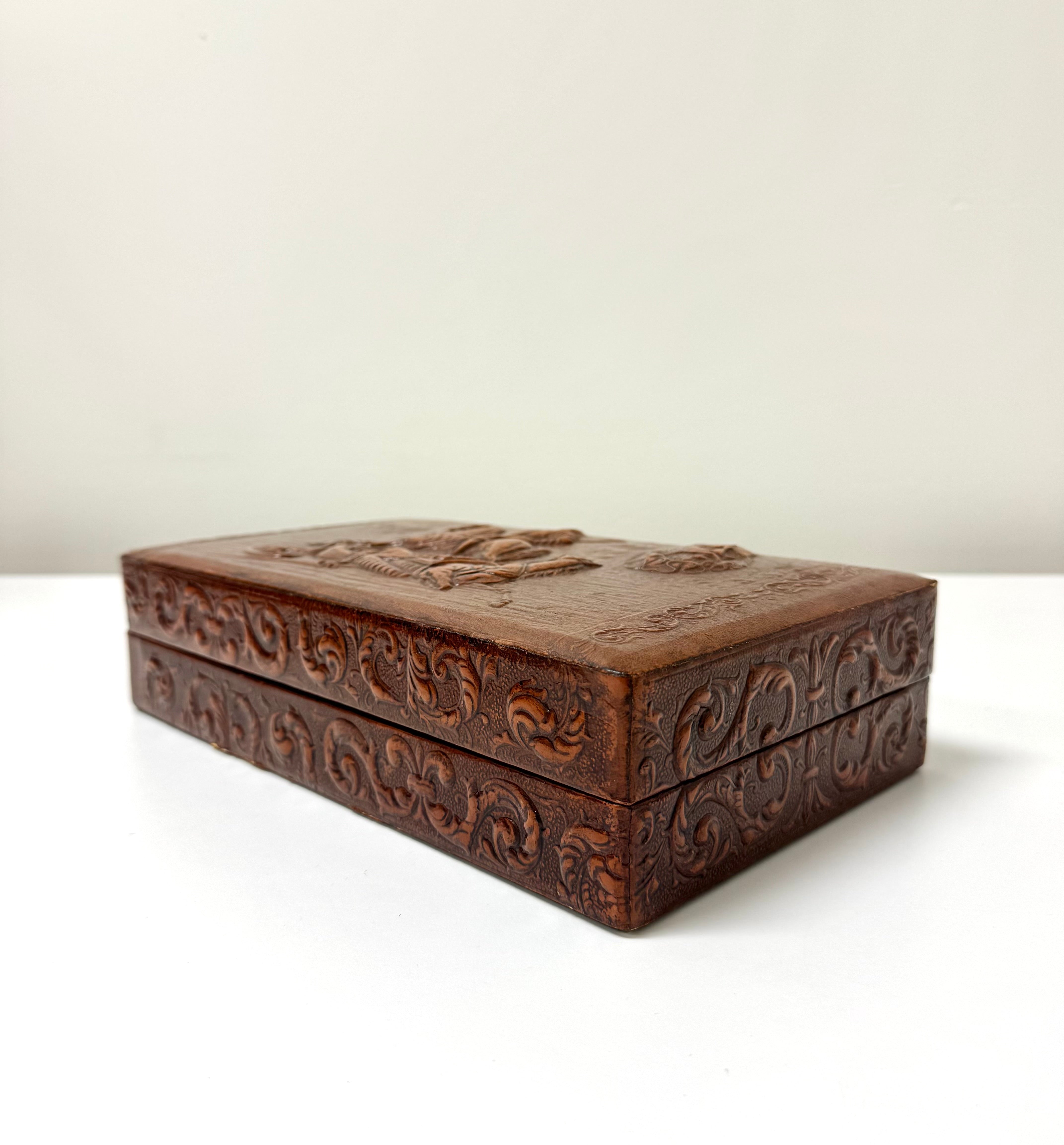 Hand-tooled Leather Cigar Box