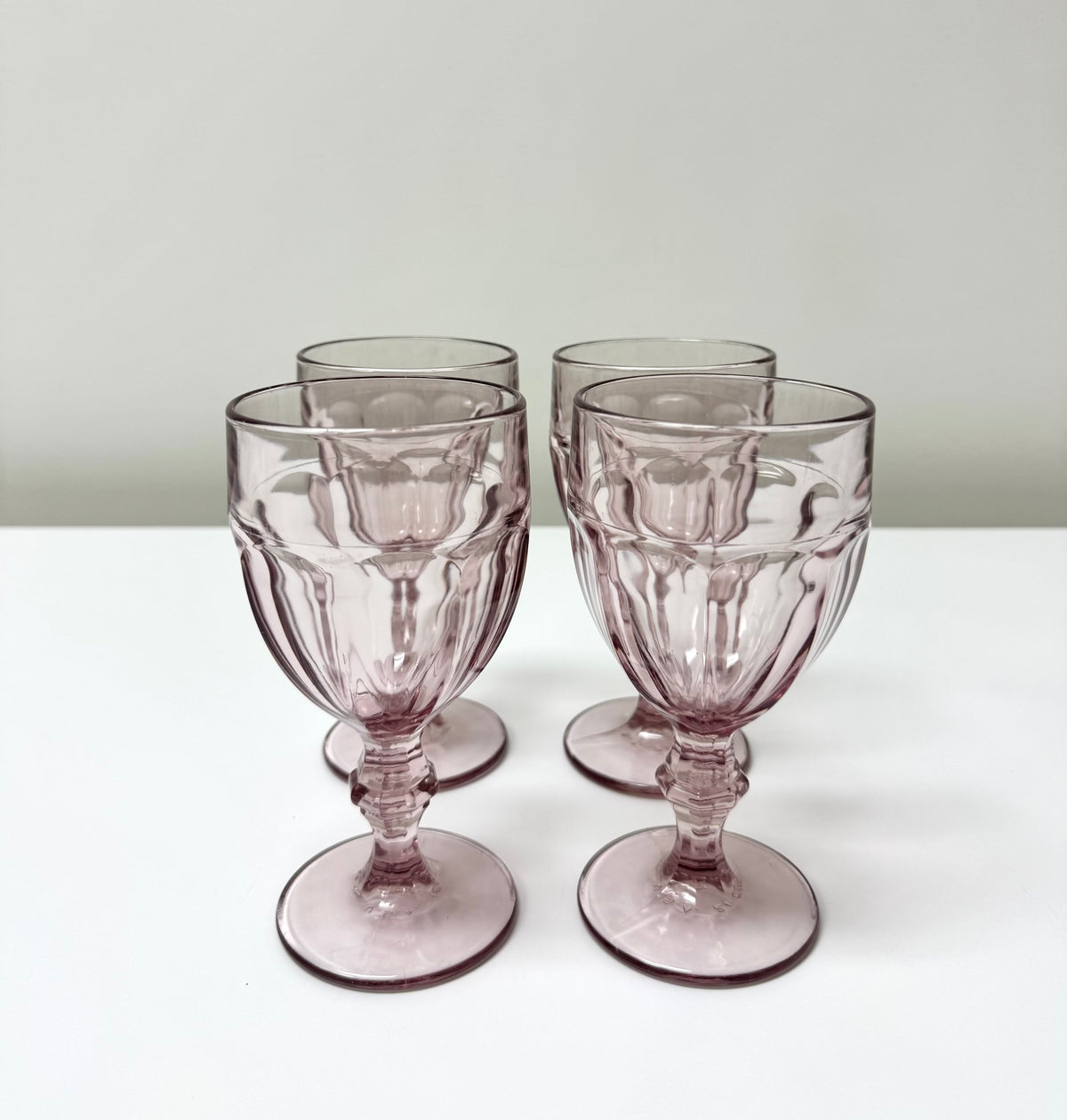 Vintage Gibraltar Pink Water Goblets Set of 4