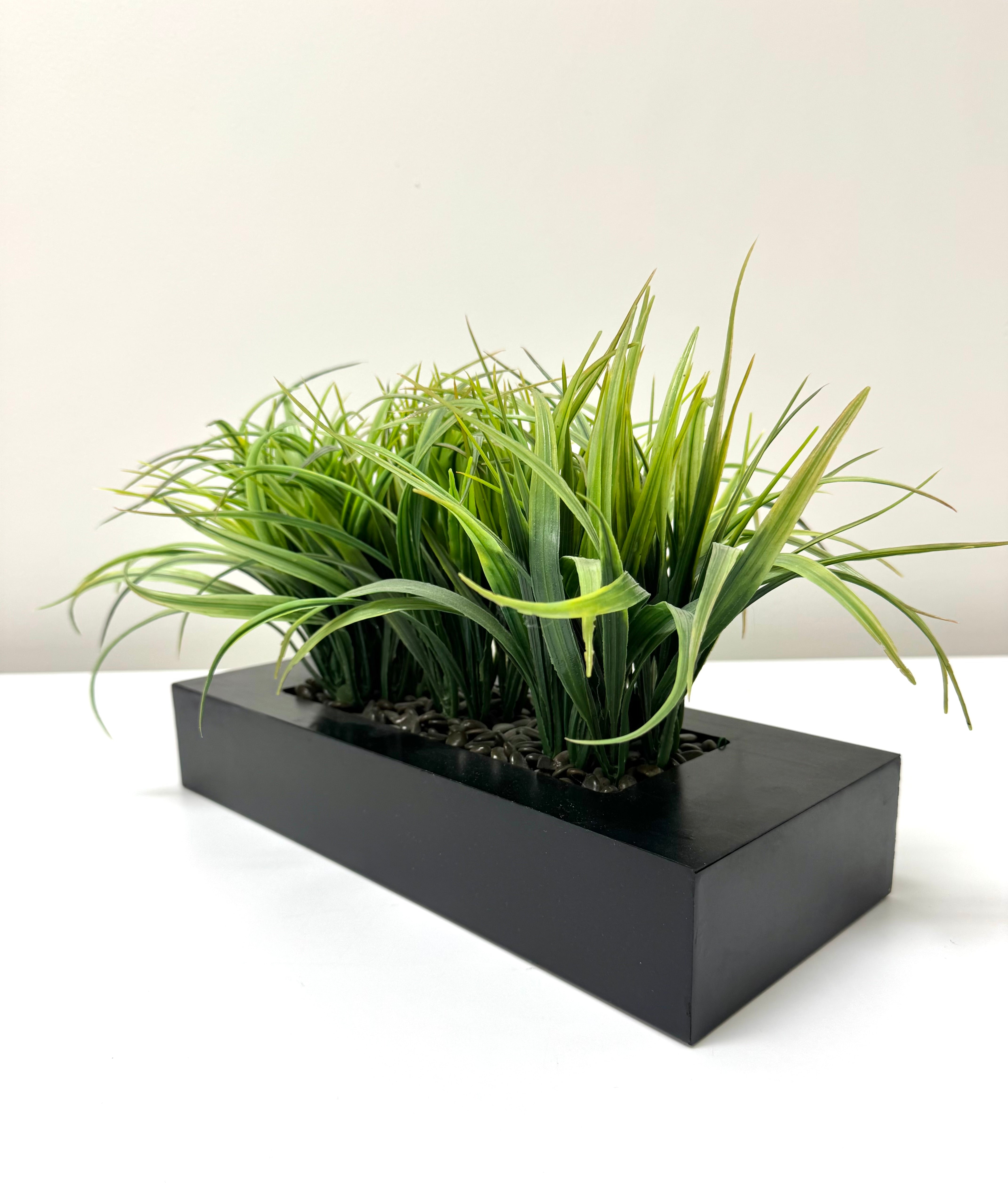 Faux Grass in Black Planter