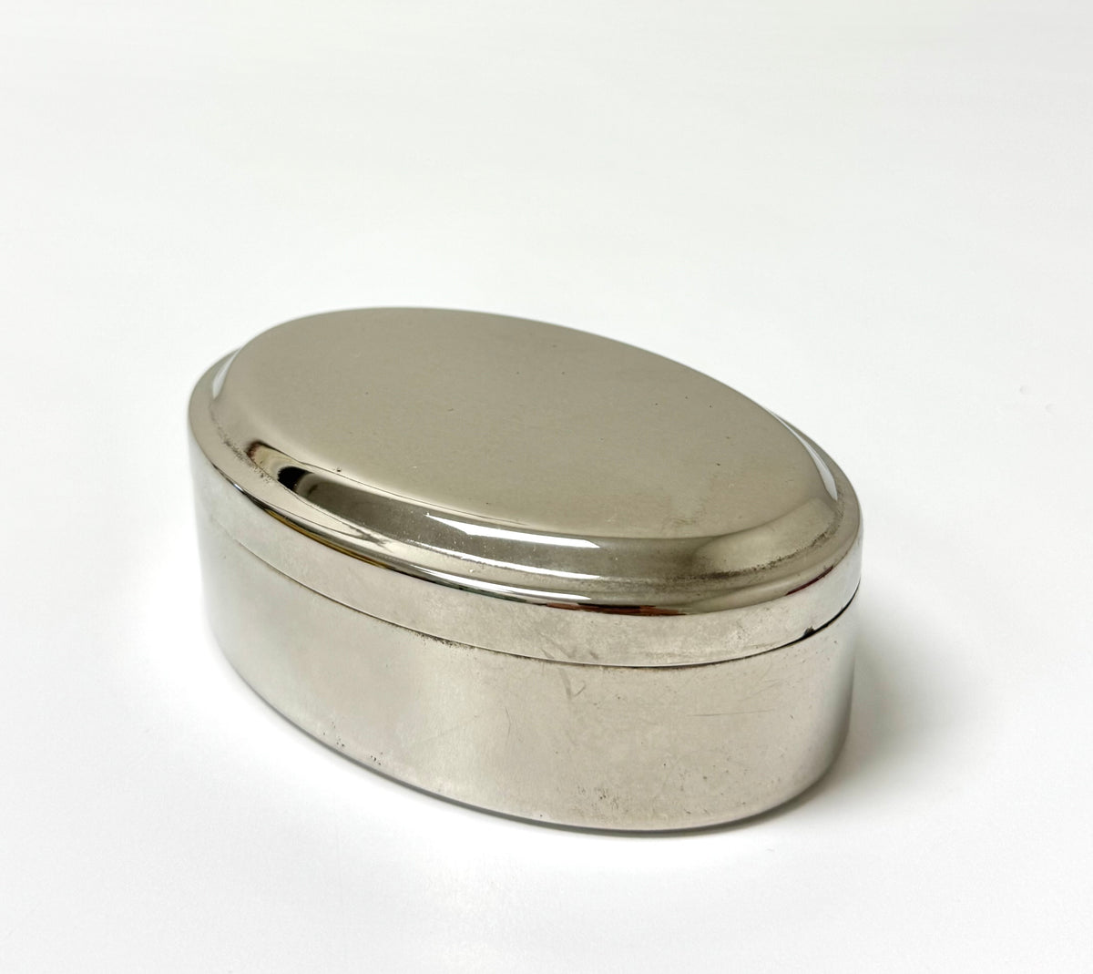 Oval Silverplate Trinket Box